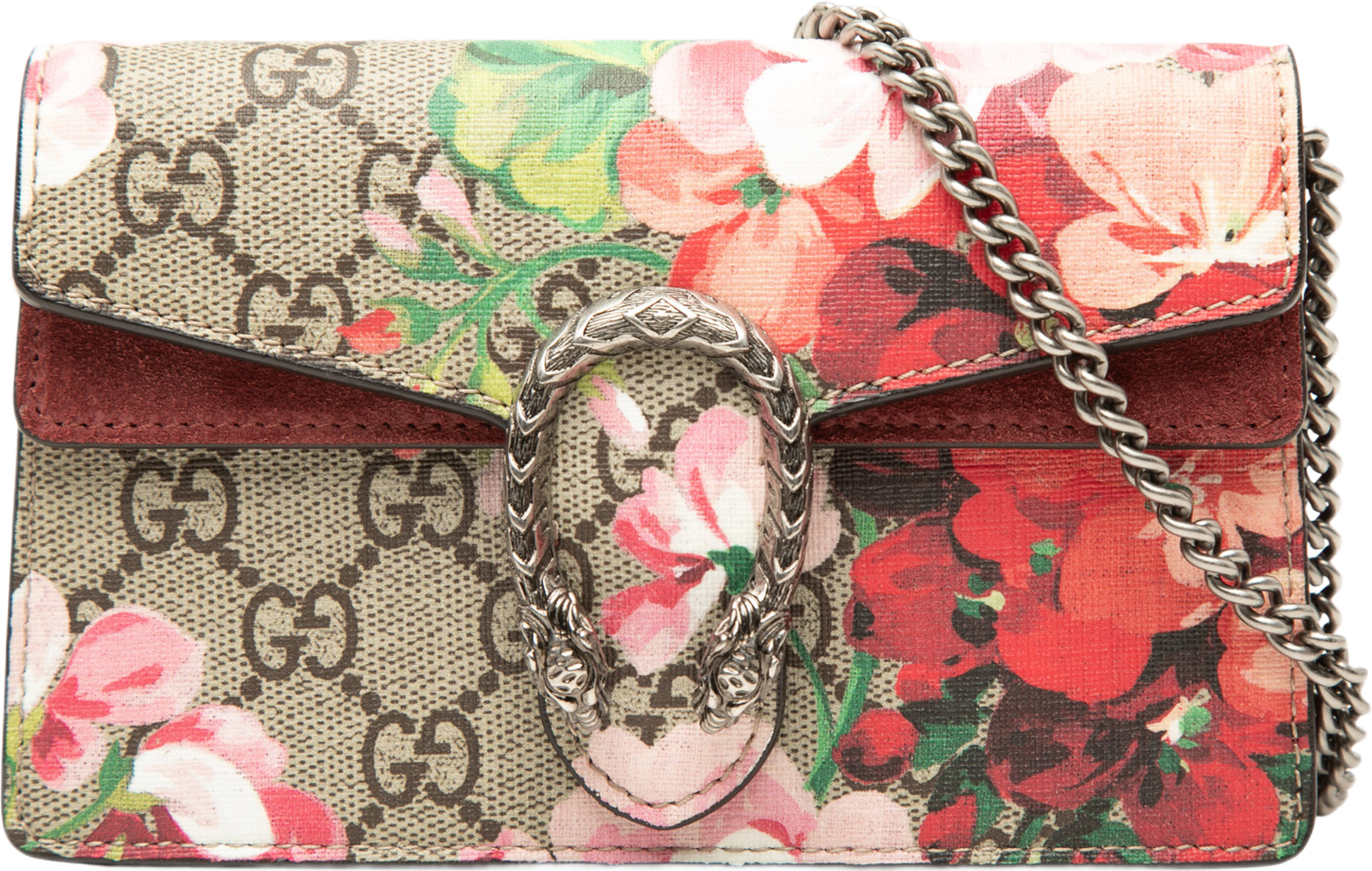 Gucci Mini Gg Supreme Blooms Dionysus Crossbody, från Luxclusif, i färgen beige. Klicka för att öppna bilden i stort format