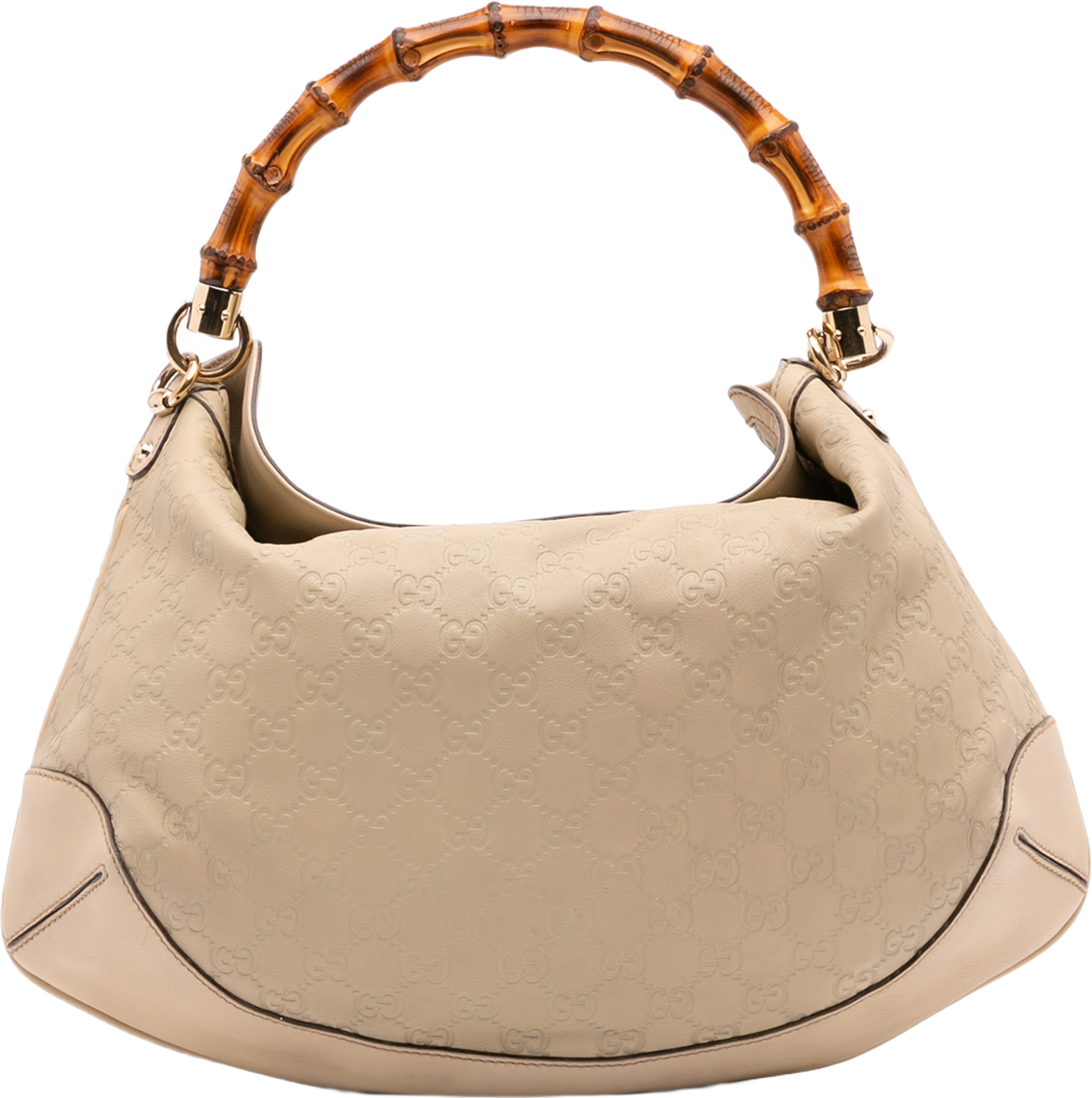 Gucci Bamboo Guccissima Peggy Satchel, från Luxclusif, i färgen beige. Klicka för att öppna bilden i stort format