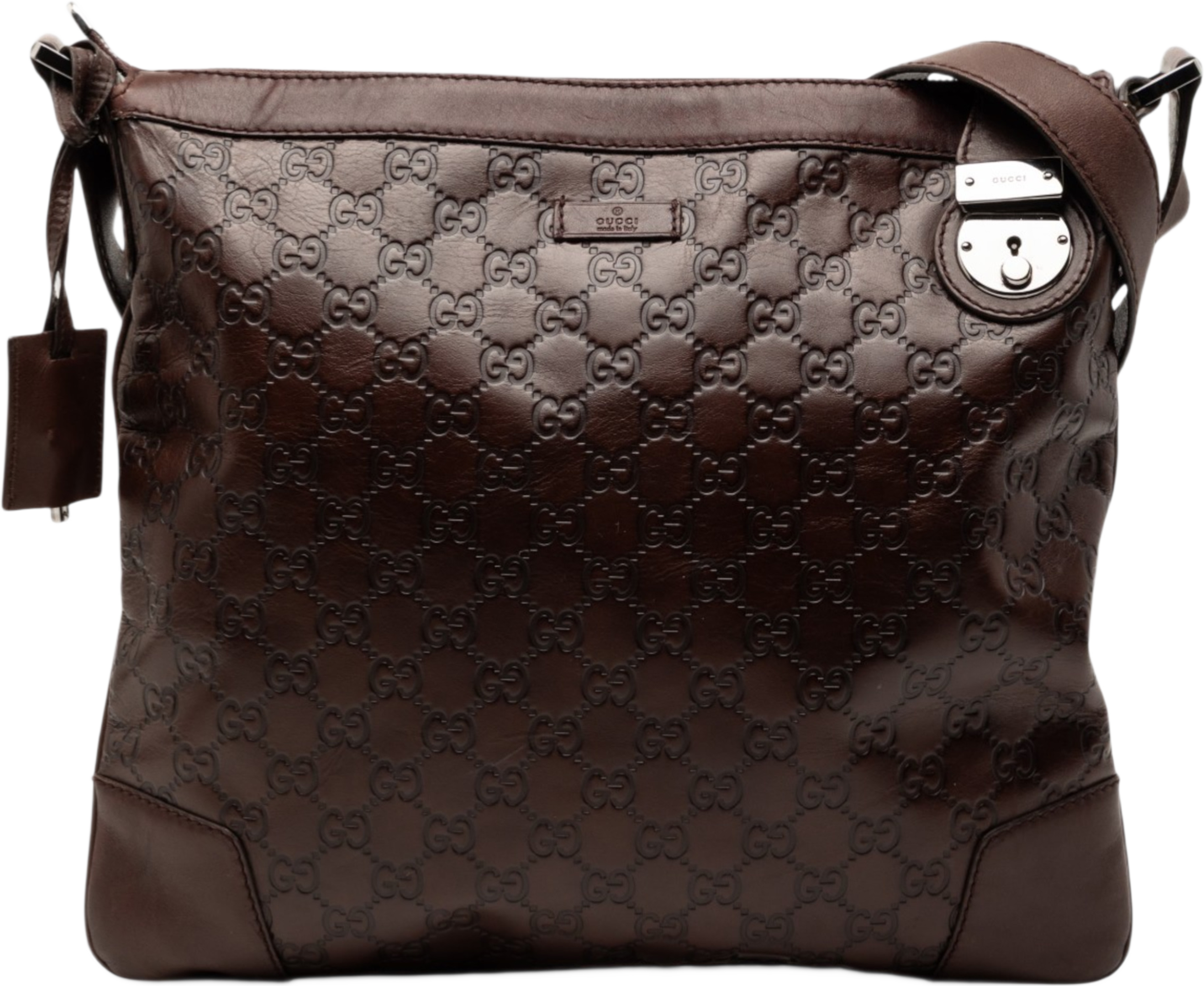Gucci Guccissima Crossbody, från Luxclusif, i färgen dark brown. Klicka för att öppna bilden i stort format