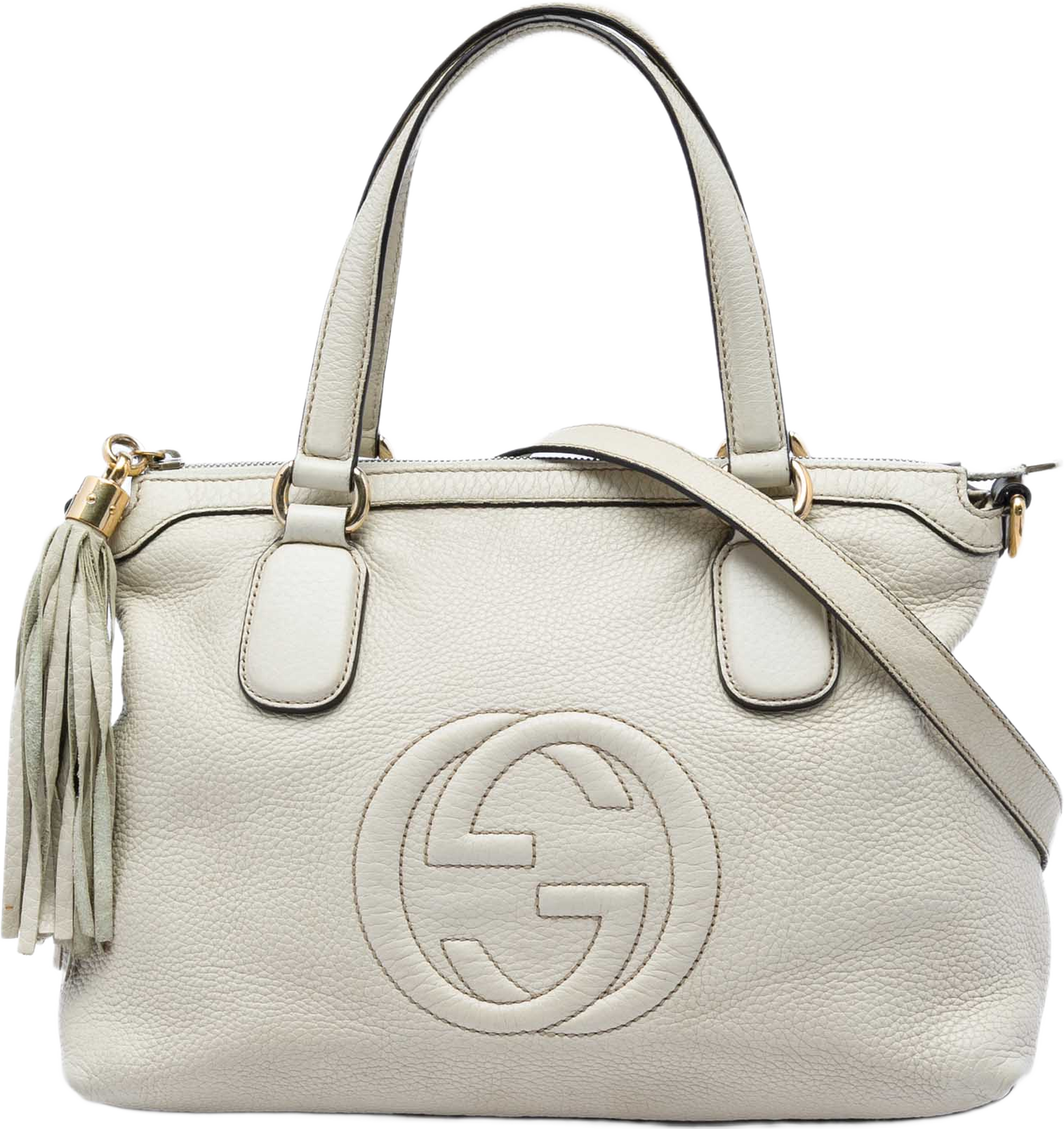 Gucci Small Calfskin Soho Working Satchel, från Luxclusif, i färgen vit. Klicka för att öppna bilden i stort format