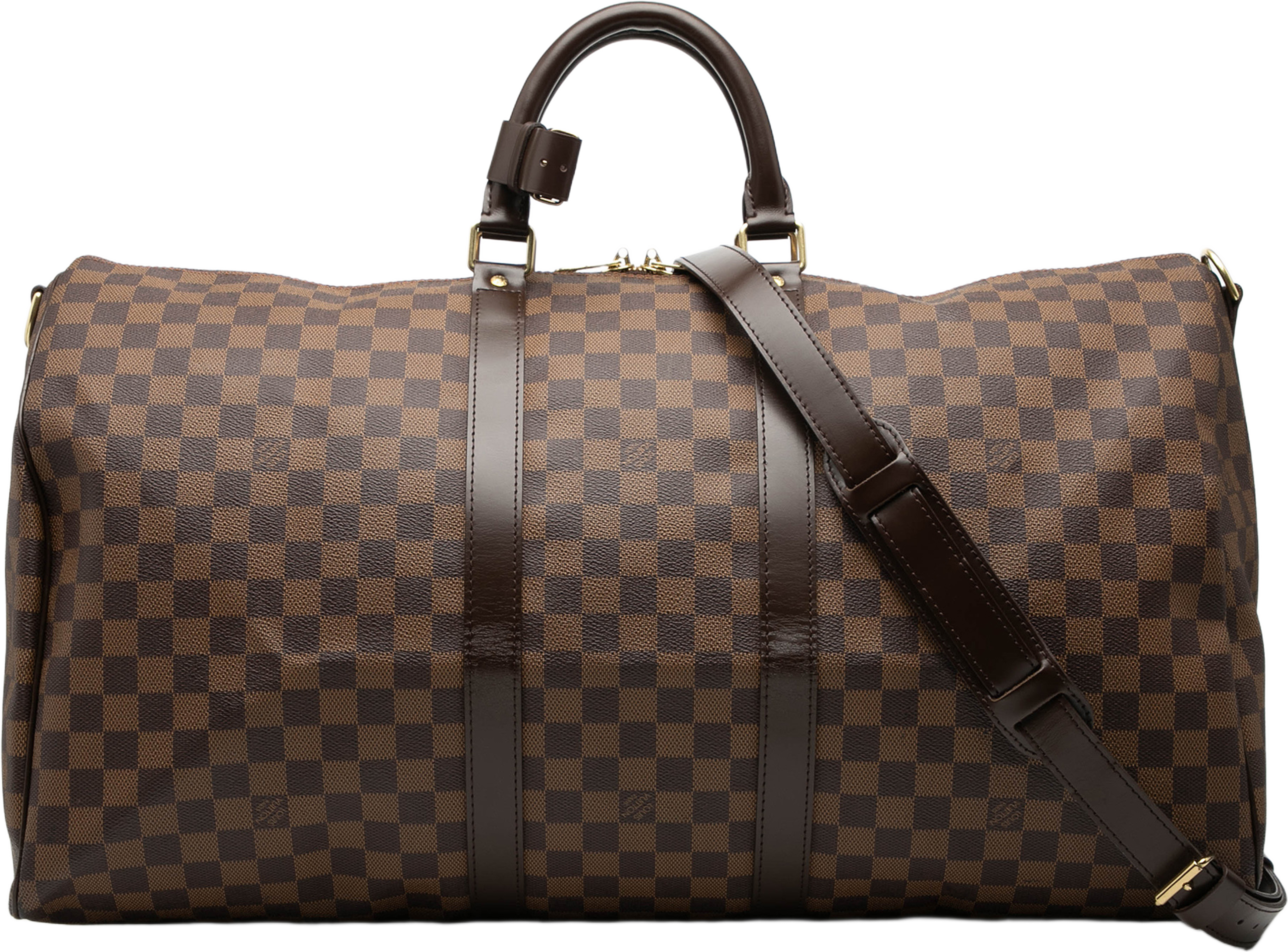 Louis Vuitton Damier Ebene Keepall Bandouliere 55, från Luxclusif, i färgen brown. Klicka för att öppna bilden i stort format