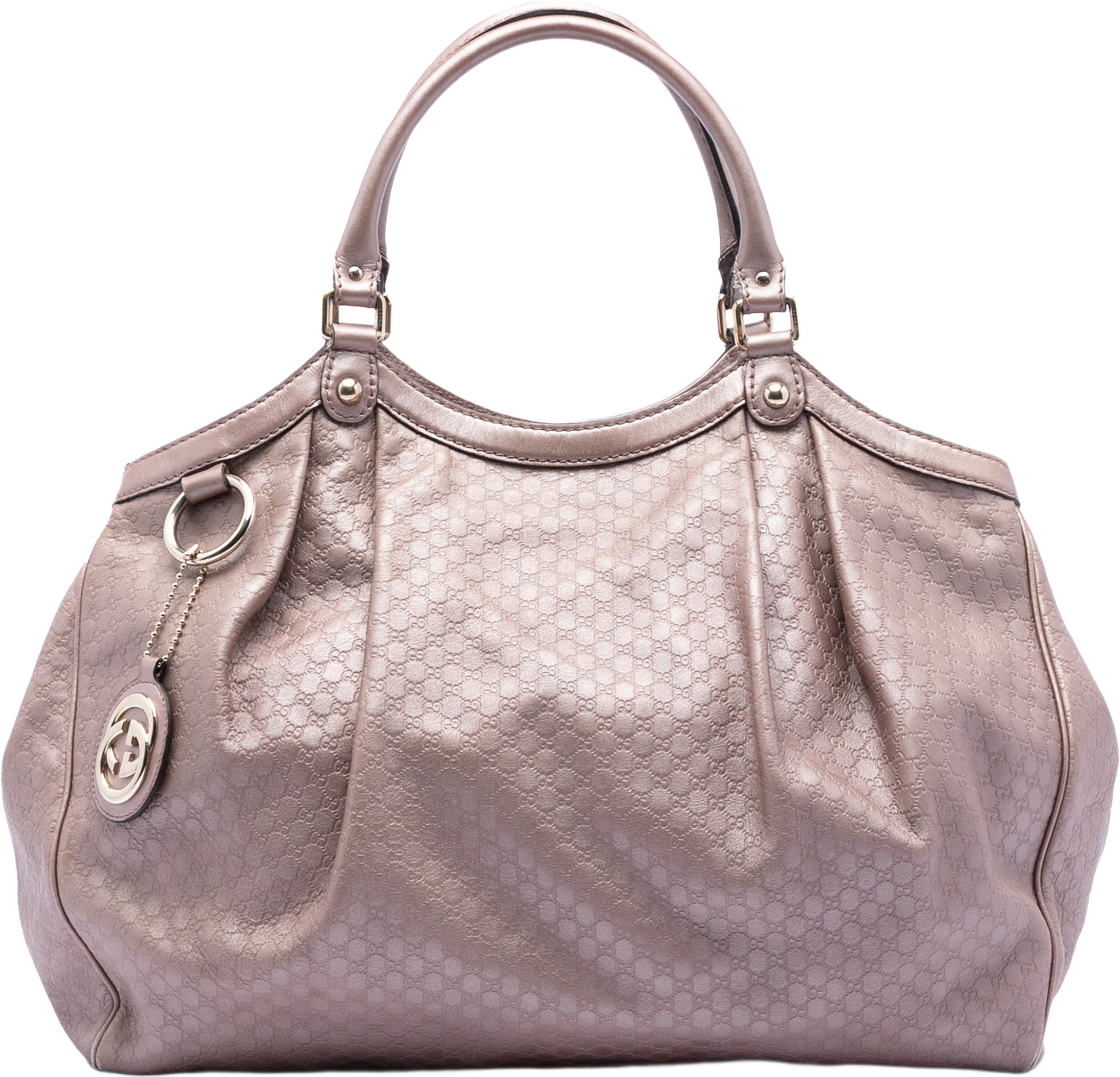 Gucci Large Metallic Microguccissima Sukey Tote, från Luxclusif, i färgen pink. Klicka för att öppna bilden i stort format