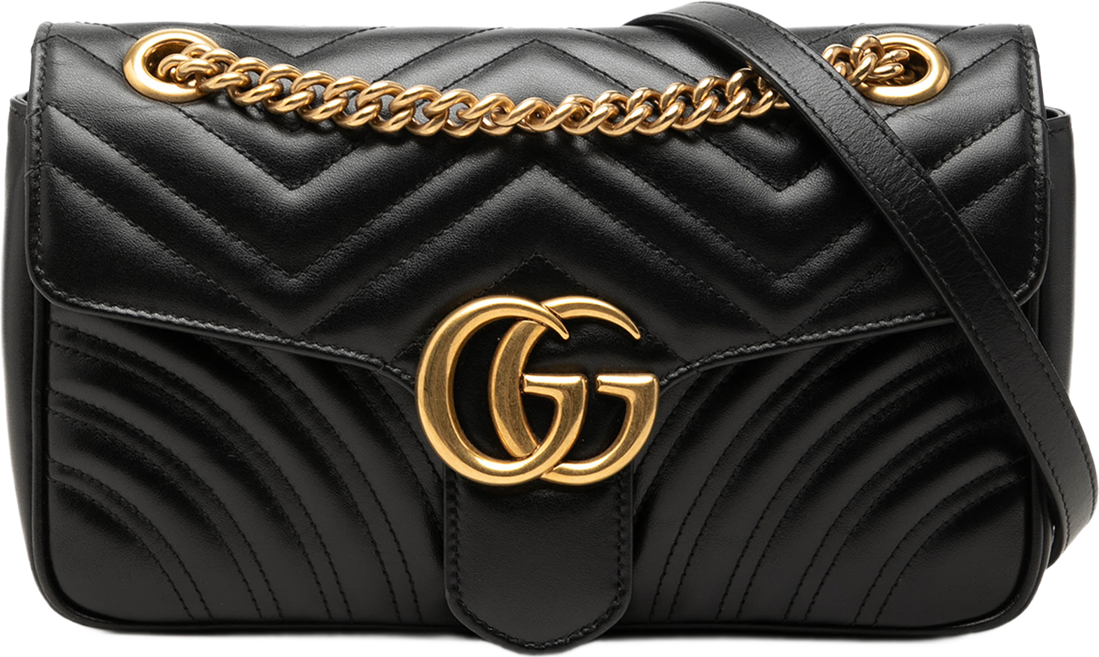 Gucci Medium Gg Marmont Matelasse Calfskin Shoulder Bag, från Luxclusif, i färgen svart. Klicka för att öppna bilden i stort format