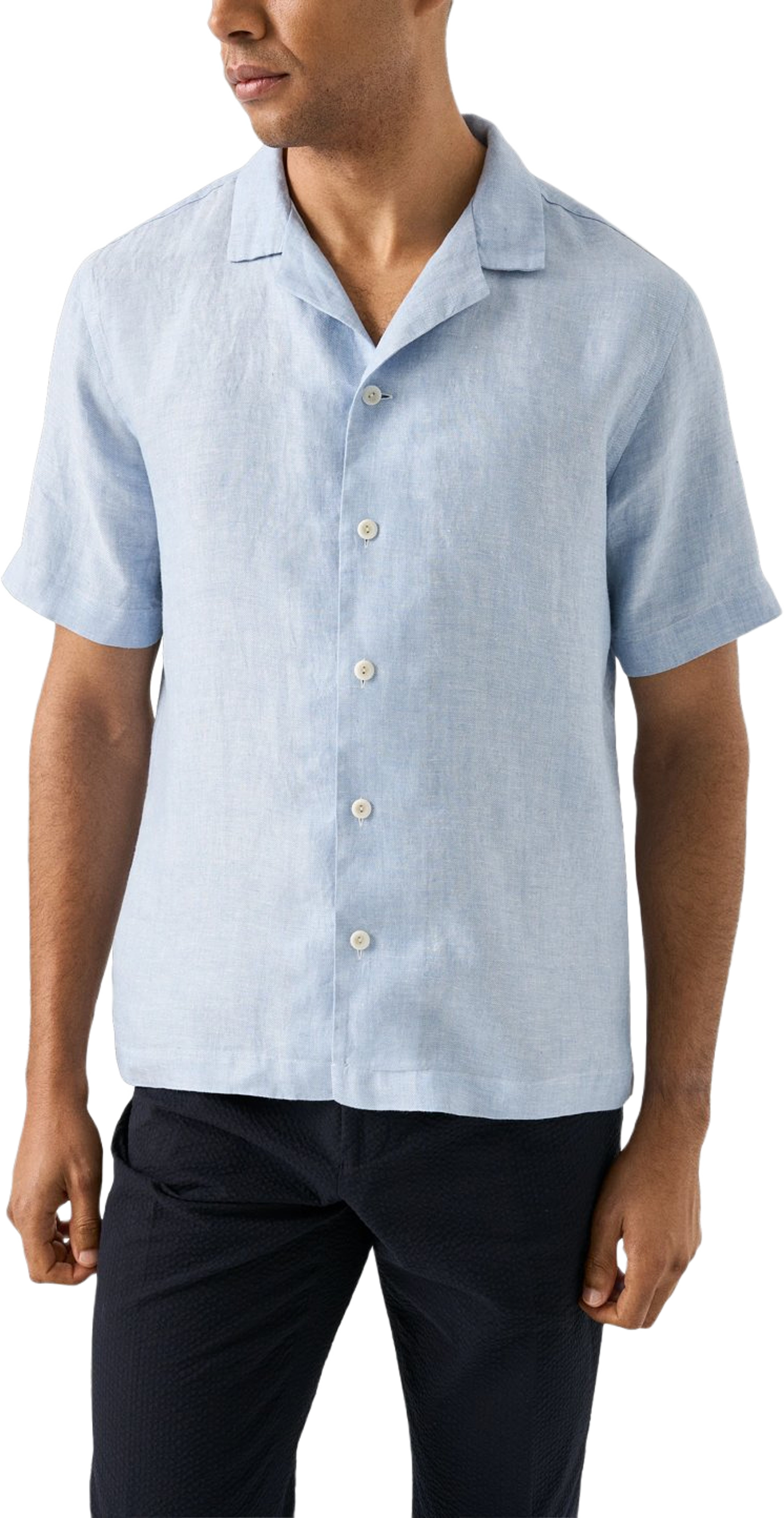 Kortärmad Linne Twill-skjorta