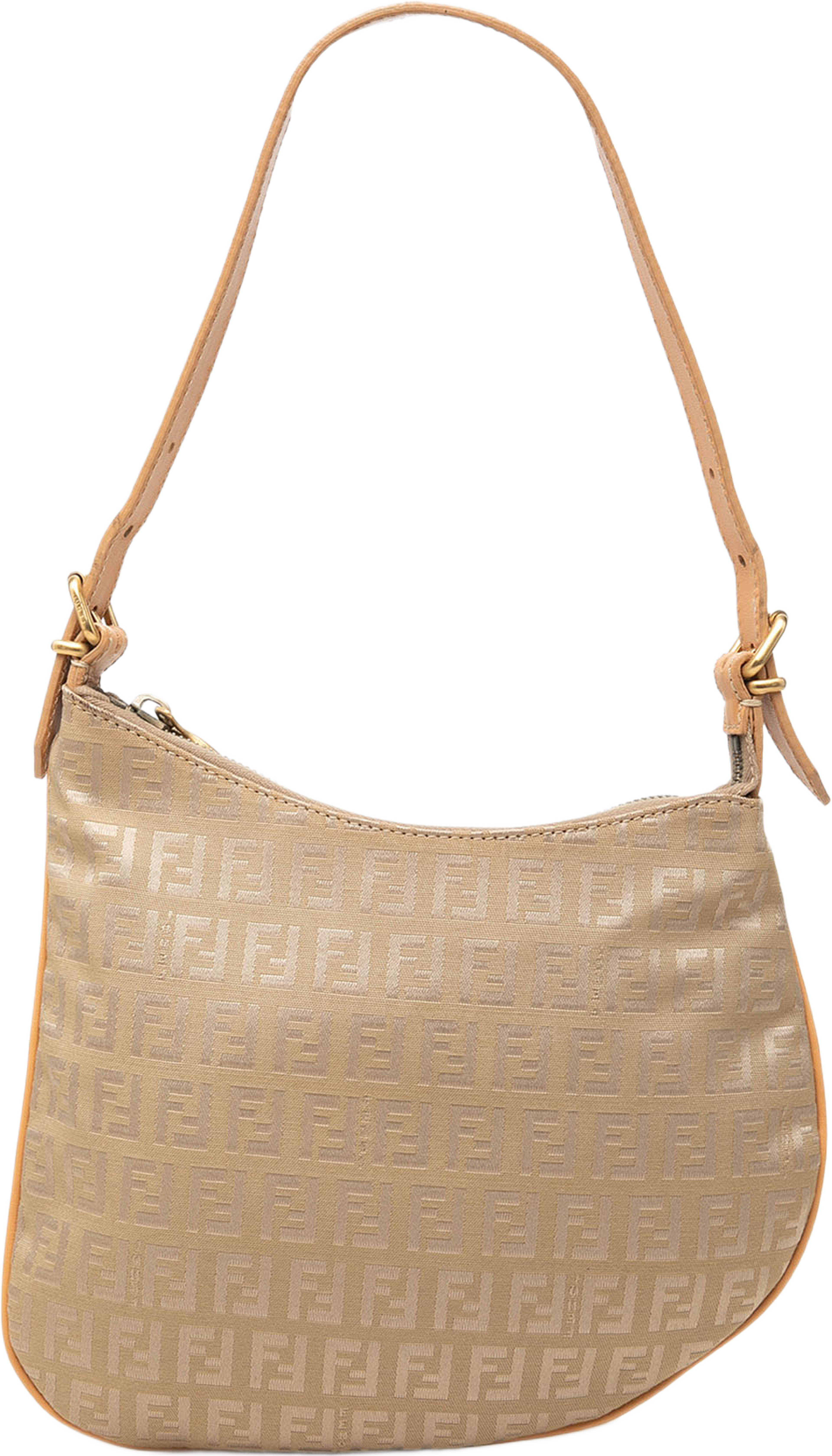 Fendi Zucchino Canvas Oyster Shoulder Bag, från Luxclusif, i färgen beige. Klicka för att öppna bilden i stort format
