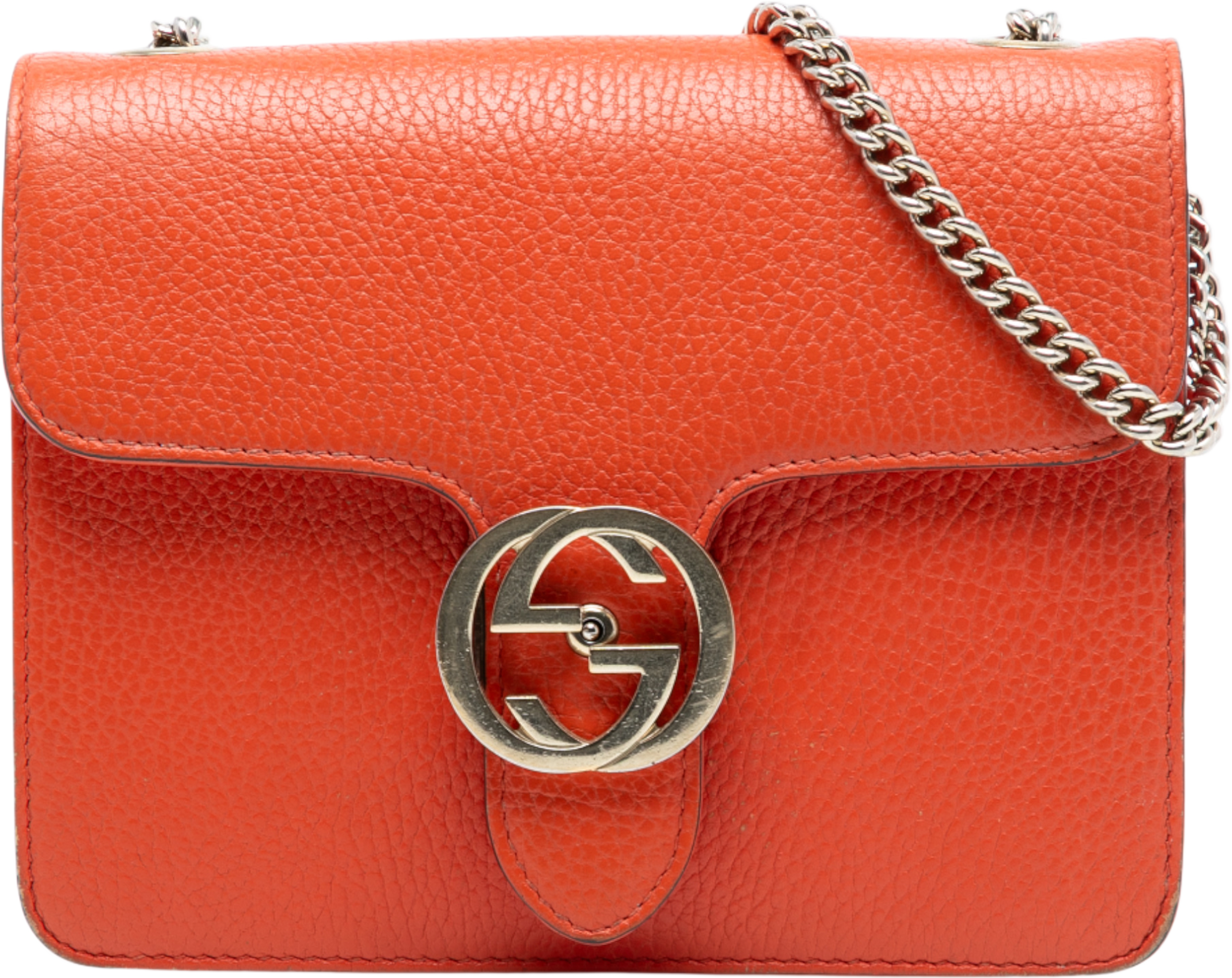 Gucci Small Dollar Calfskin Interlocking G Crossbody, från Luxclusif, i färgen orange. Klicka för att öppna bilden i stort format
