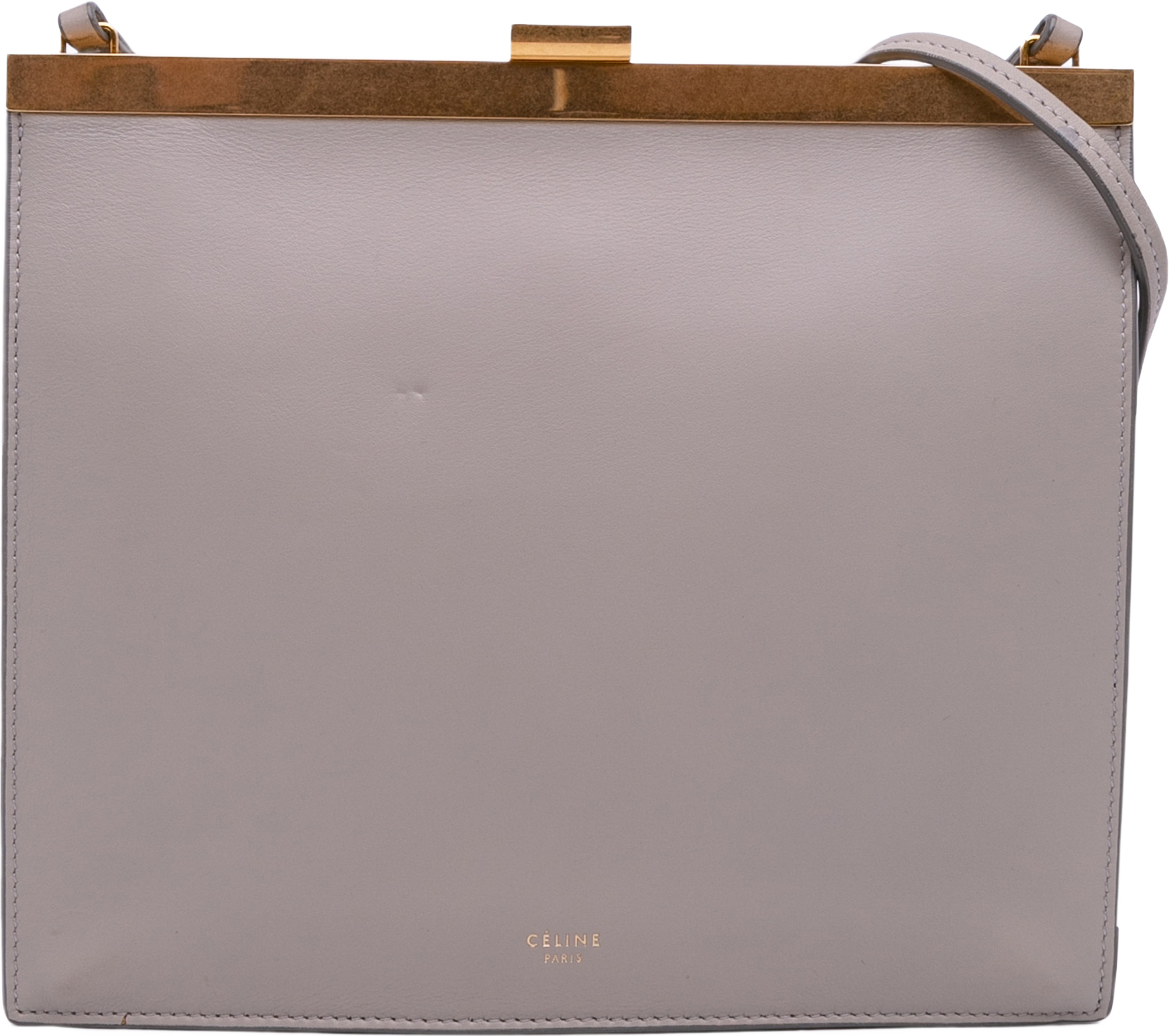 Celine Mini Smooth Calfskin Clasp Bag, från Luxclusif, i färgen gray.
