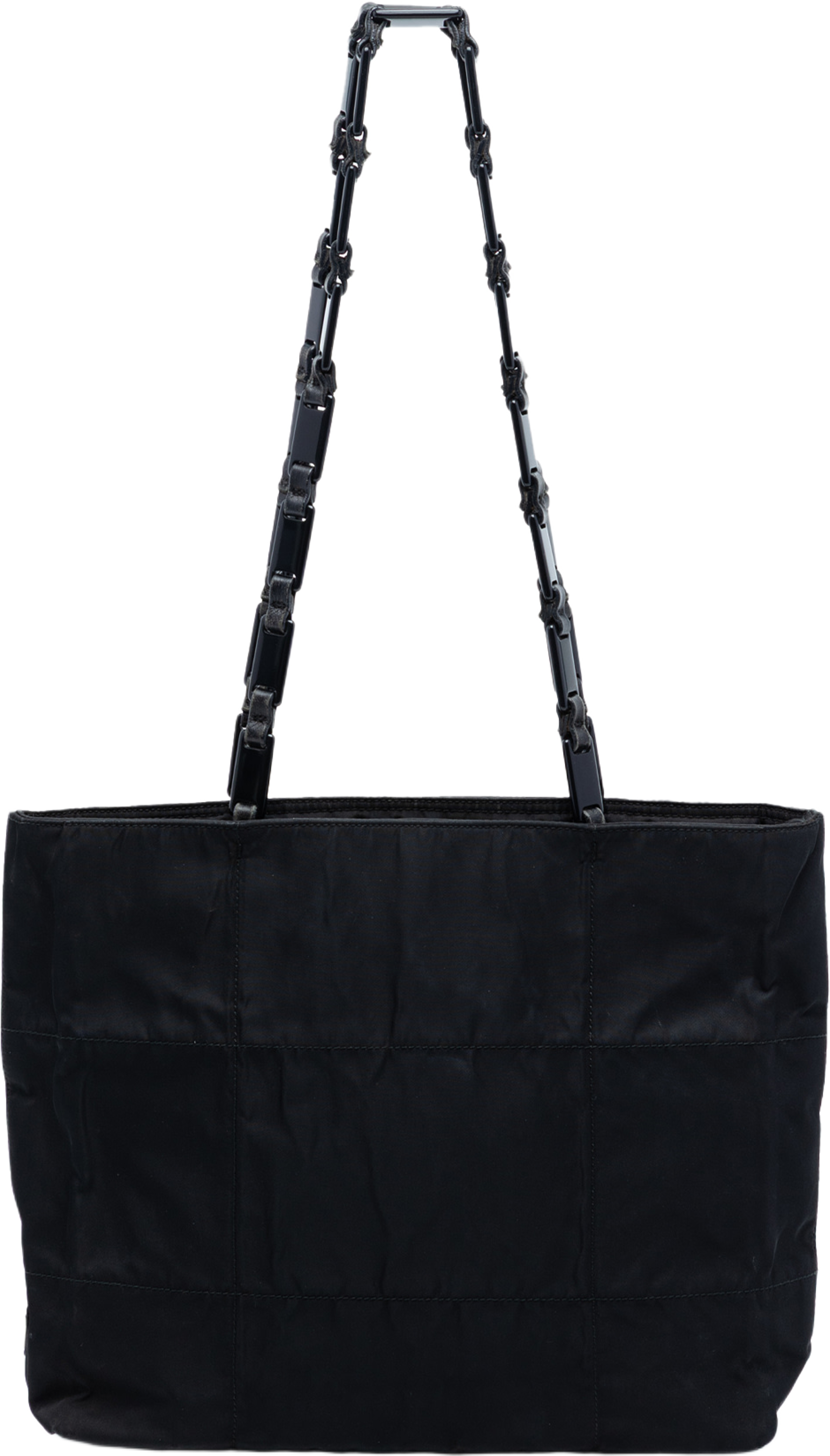 Prada Tessuto Chain Shoulder Bag, från Luxclusif, i färgen black. Klicka för att öppna bilden i stort format