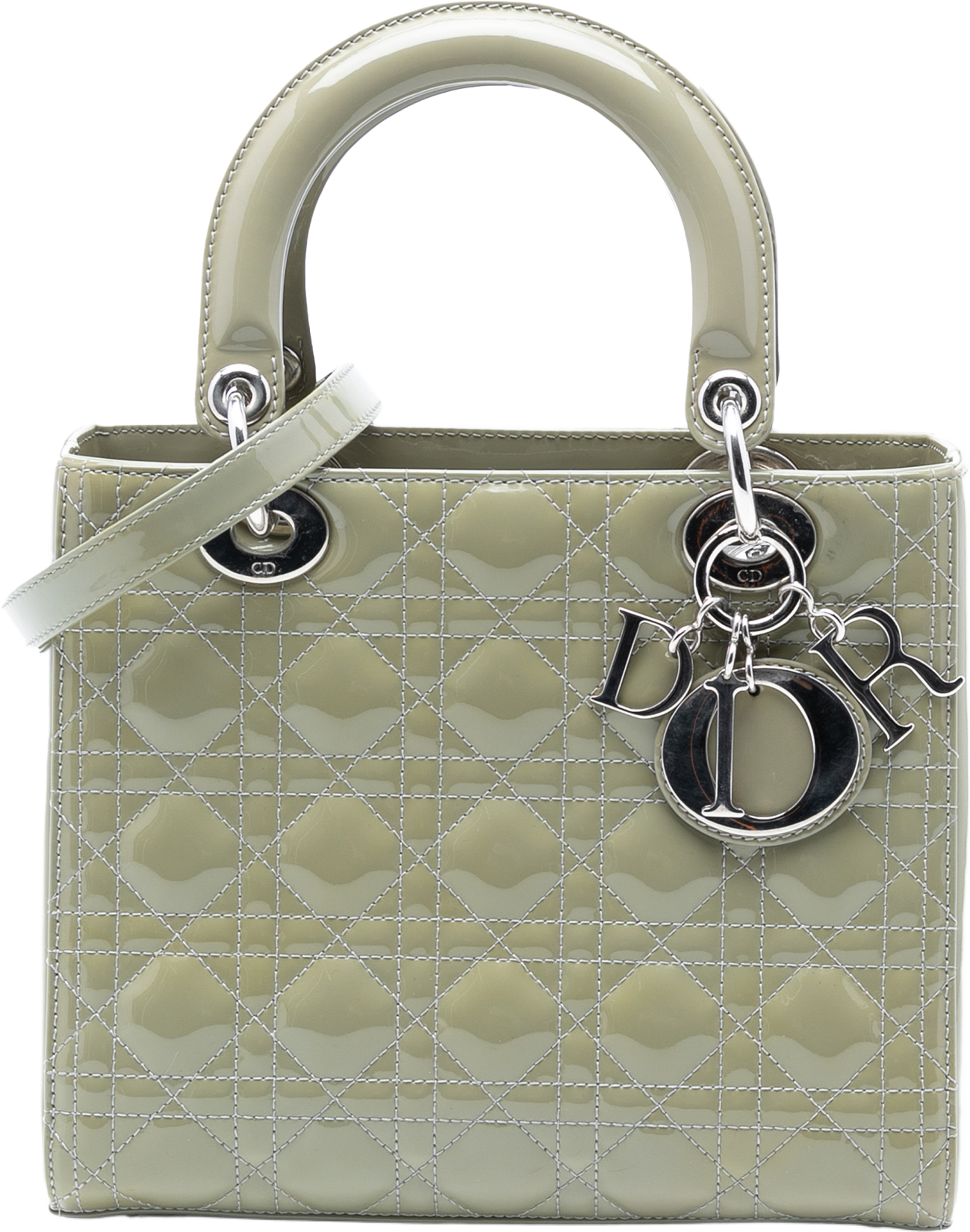 Dior Medium Patent Cannage Lady Dior, från Luxclusif, i färgen mint. Klicka för att öppna bilden i stort format