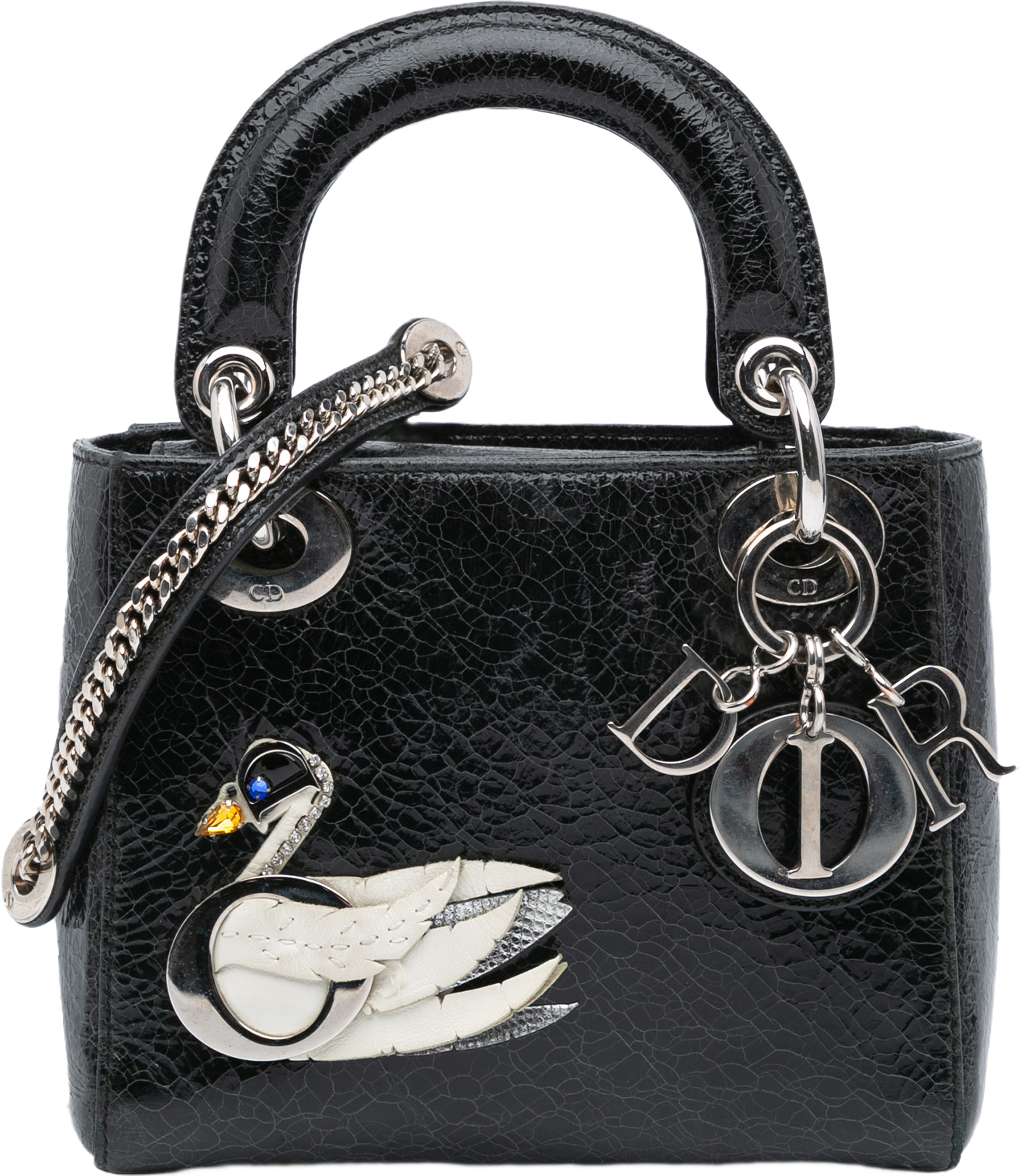 Dior Mini Ceramic Effect Deerskin Jeweled Swan Lady Dior