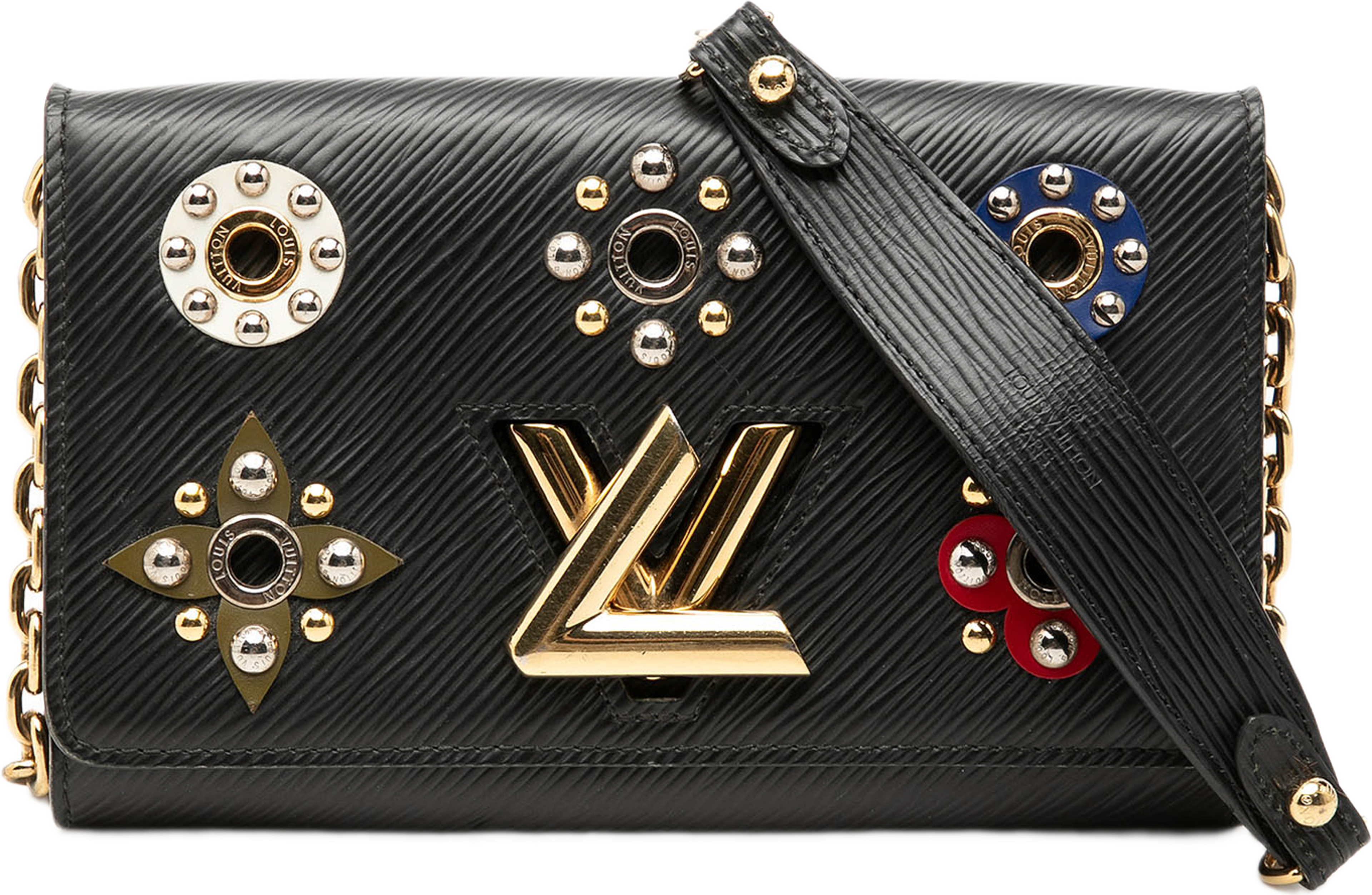 Louis Vuitton Epi Mechanical Flowers Twist Chain Wallet, från Luxclusif, i färgen svart. Klicka för att öppna bilden i stort format