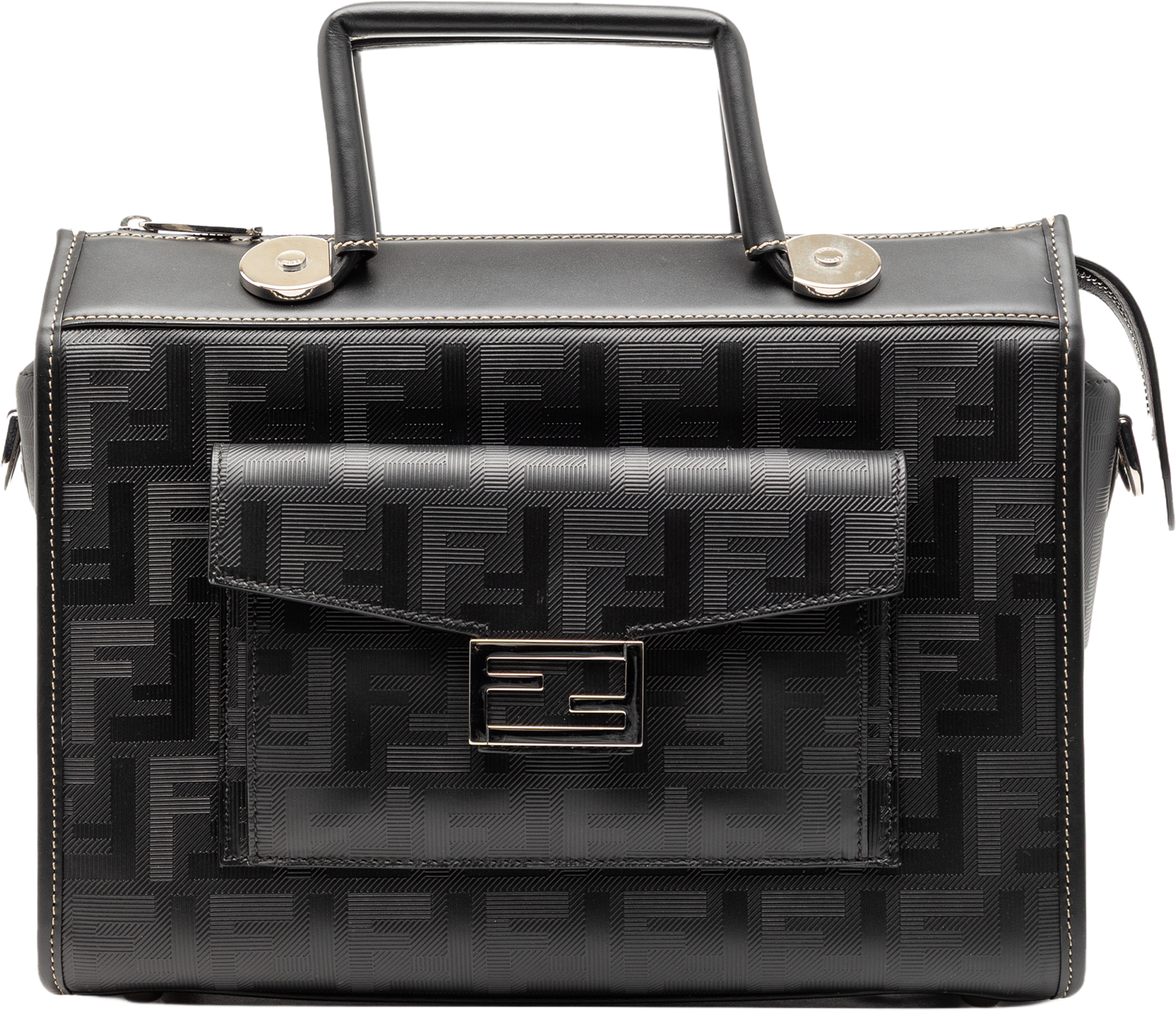 Fendi Zucca Coated Canvas Soft Trunk Satchel, från Luxclusif, i färgen black. Klicka för att öppna bilden i stort format