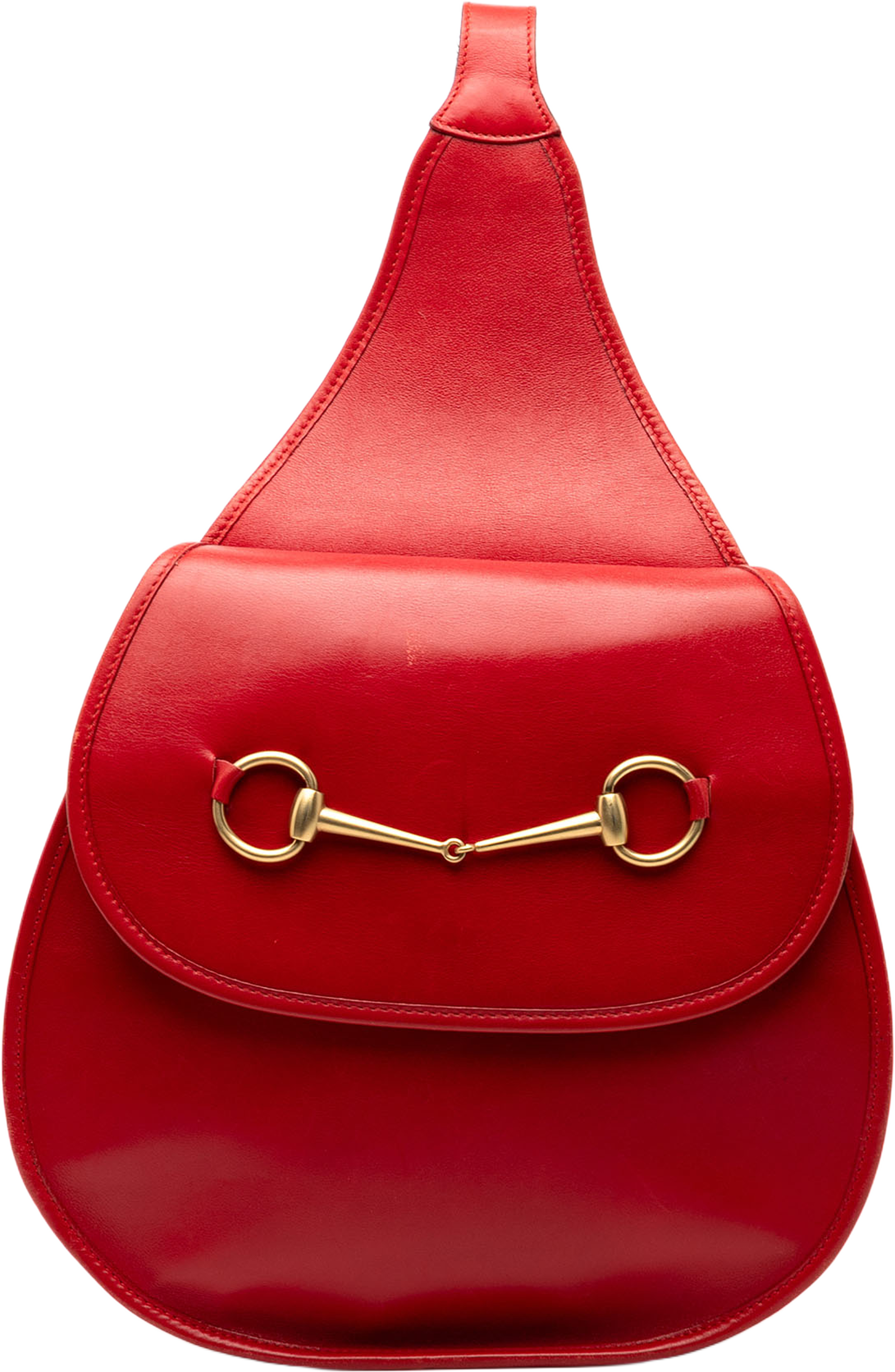 Gucci Leather Horsebit Backpack, från Luxclusif, i färgen red. Klicka för att öppna bilden i stort format