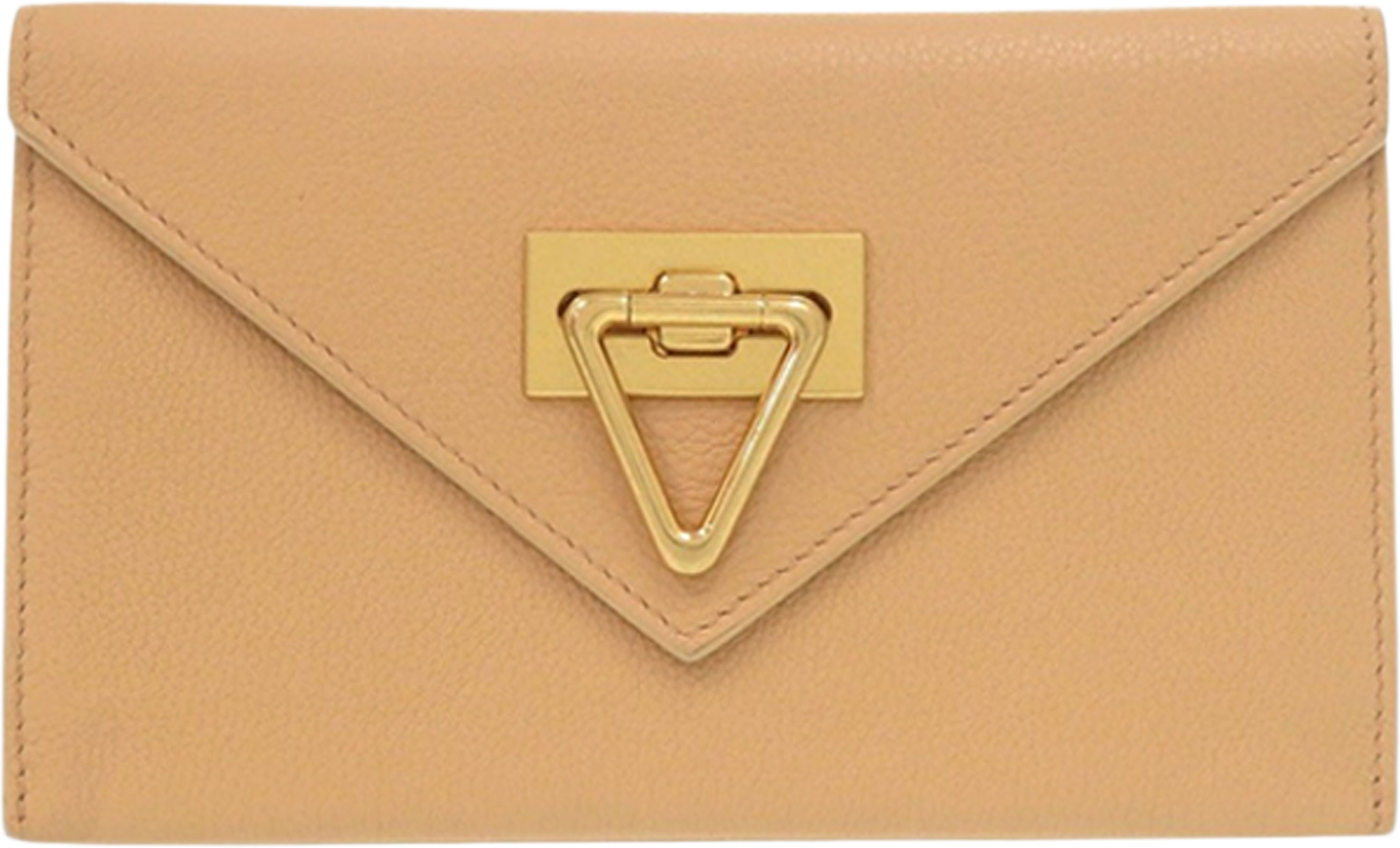 Bottega Veneta Grained Leather Flap Wallet, från Luxclusif, i färgen beige. Klicka för att öppna bilden i stort format