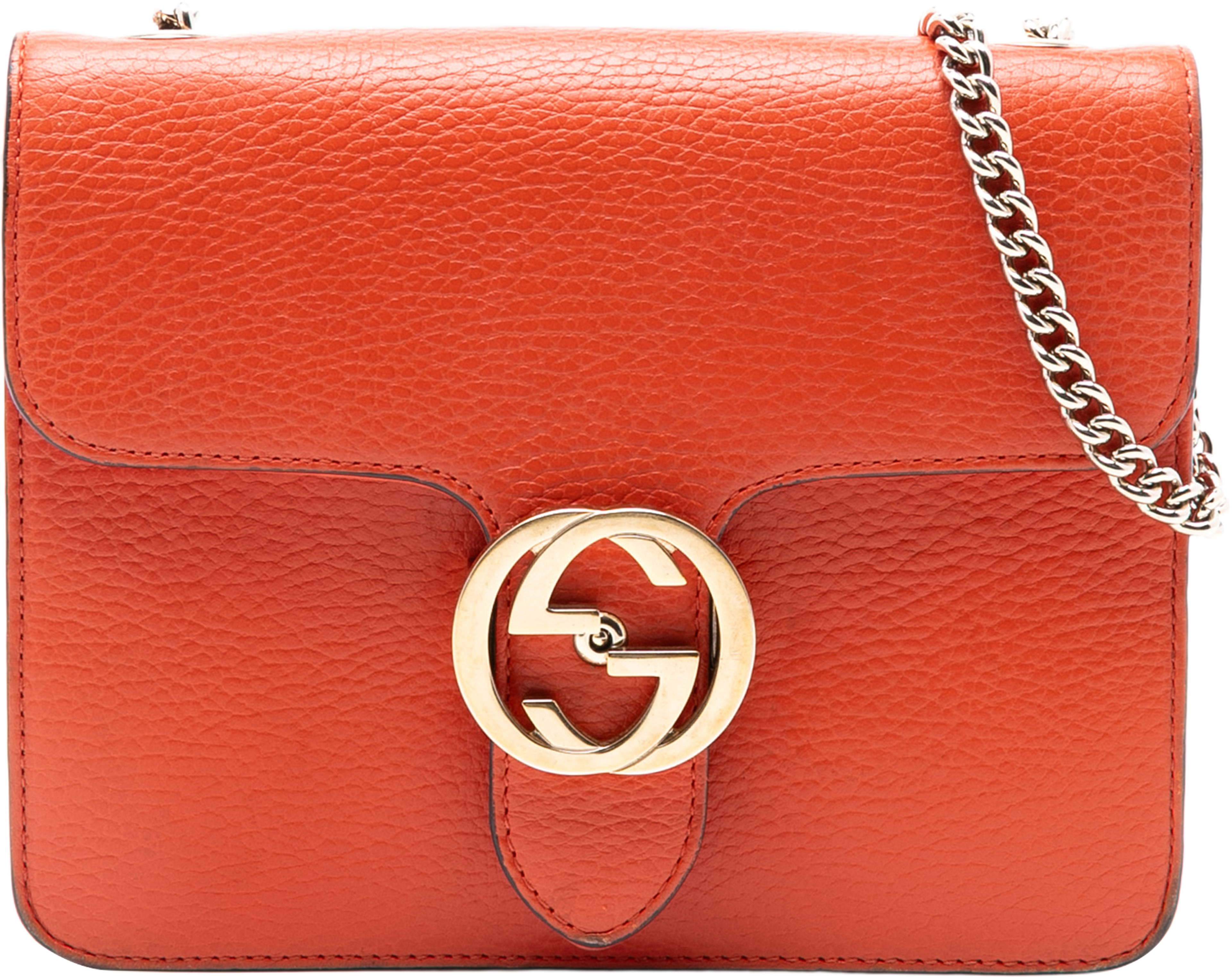 Gucci Small Dollar Calfskin Interlocking G Crossbody, från Luxclusif, i färgen orange. Klicka för att öppna bilden i stort format