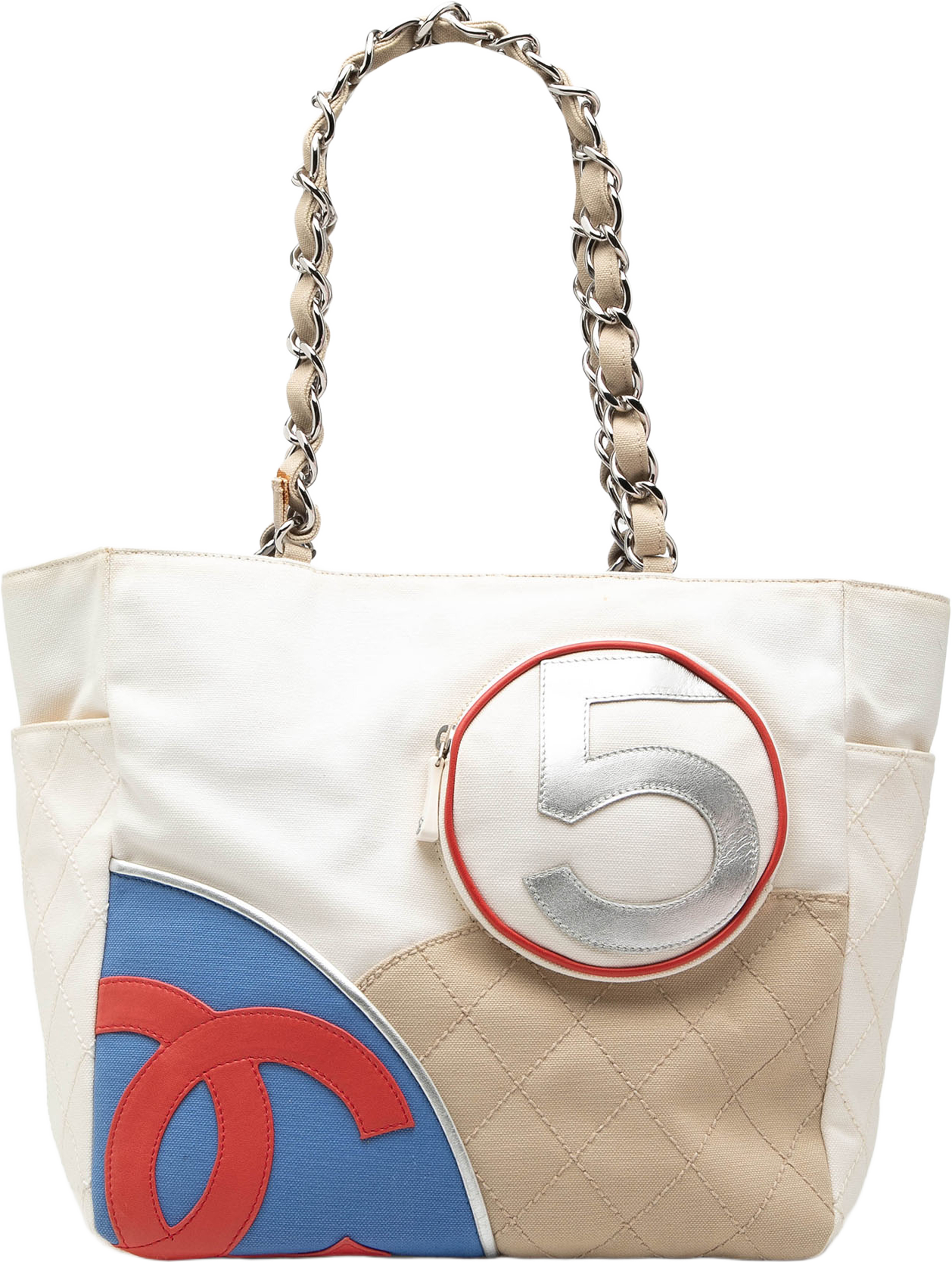 Chanel Canvas No 5 Sport Tote, från Luxclusif, i färgen off white. Klicka för att öppna bilden i stort format