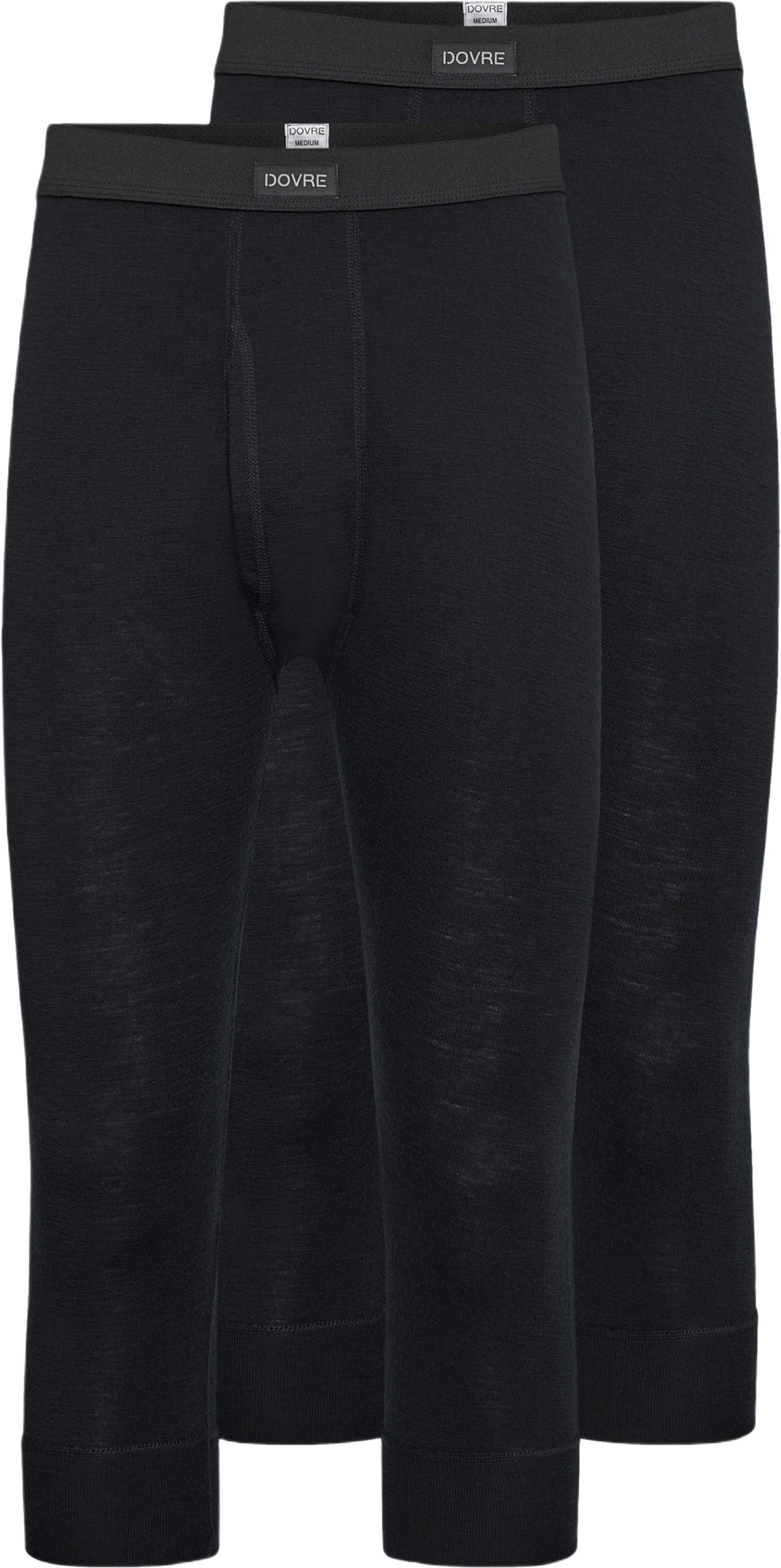 2-pack 3/4 Långkalsonger Med Gylf | 100% Merinoull | Svart
