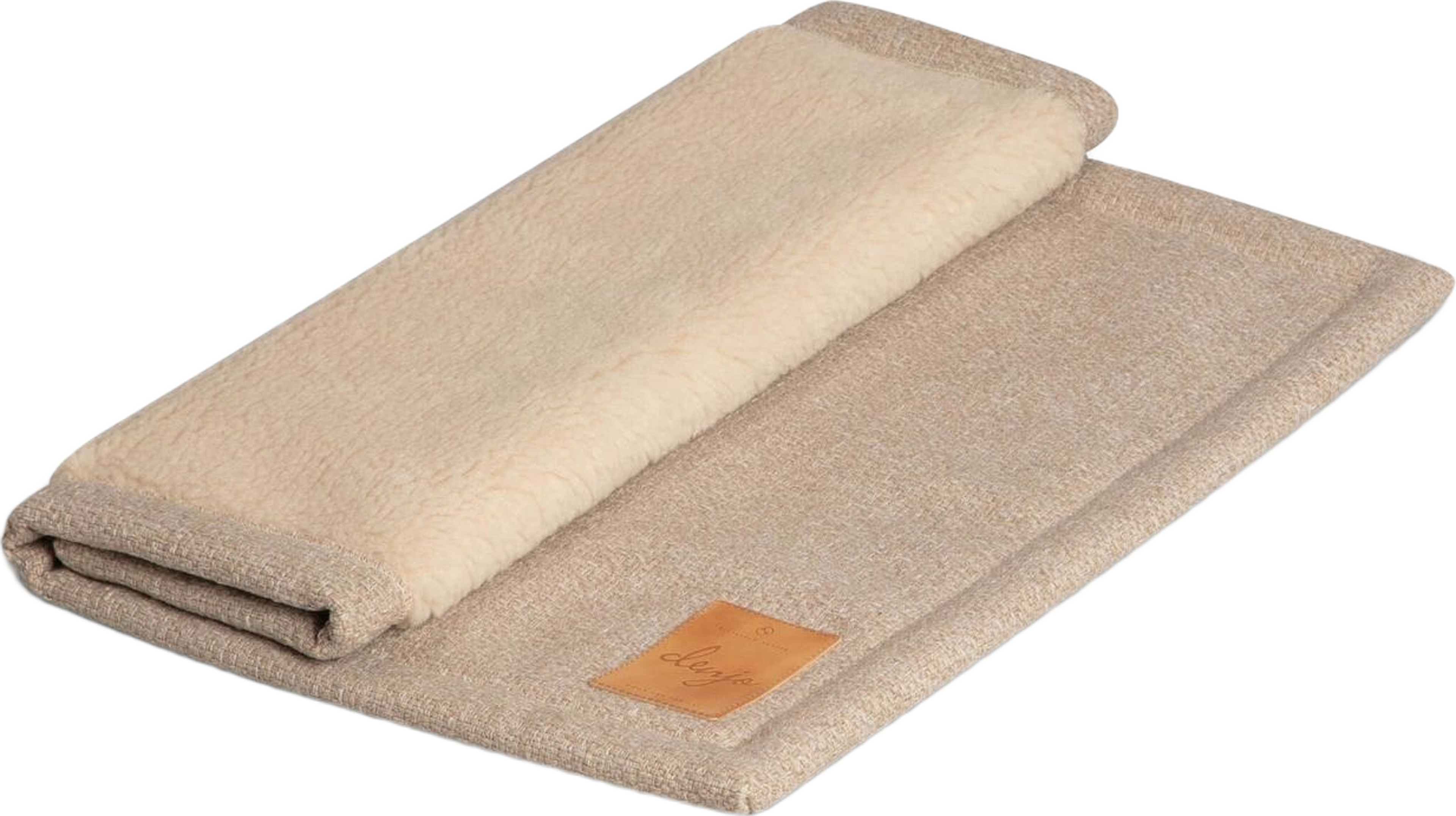 Resefilt Snuggle Med Läderdetalj Sand - Denjo Dogs