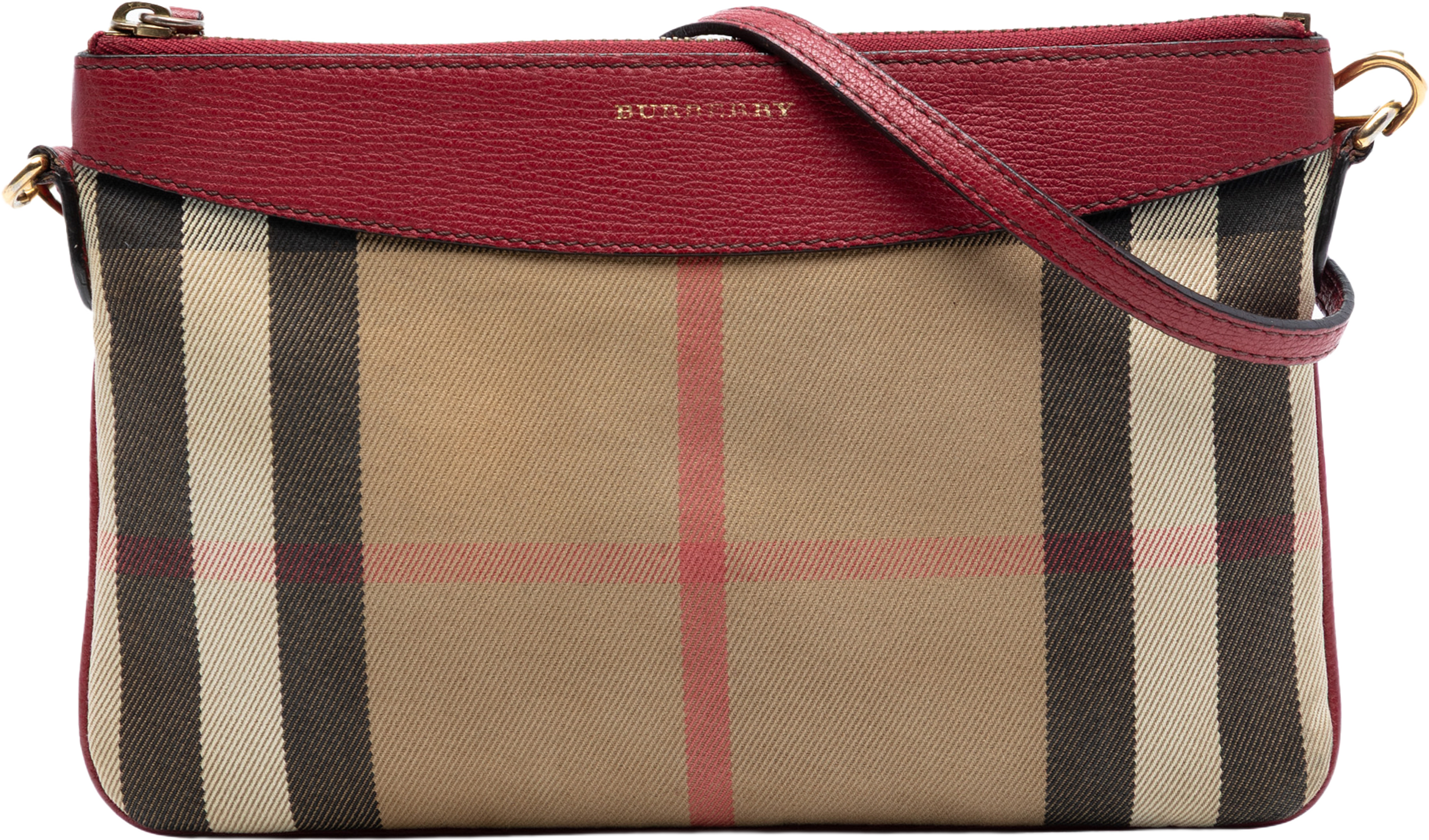 Burberry House Check Canvas Derby Peyton Crossbody, från Luxclusif, i färgen light brown. Klicka för att öppna bilden i stort format