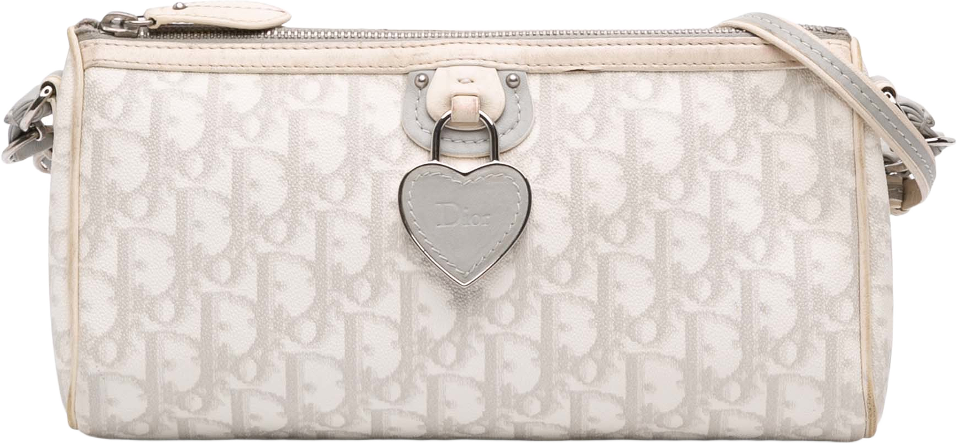 Dior Diorissimo Trotter Coated Canvas Romantique Crossbody, från Luxclusif, i färgen off white. Klicka för att öppna bilden i stort format