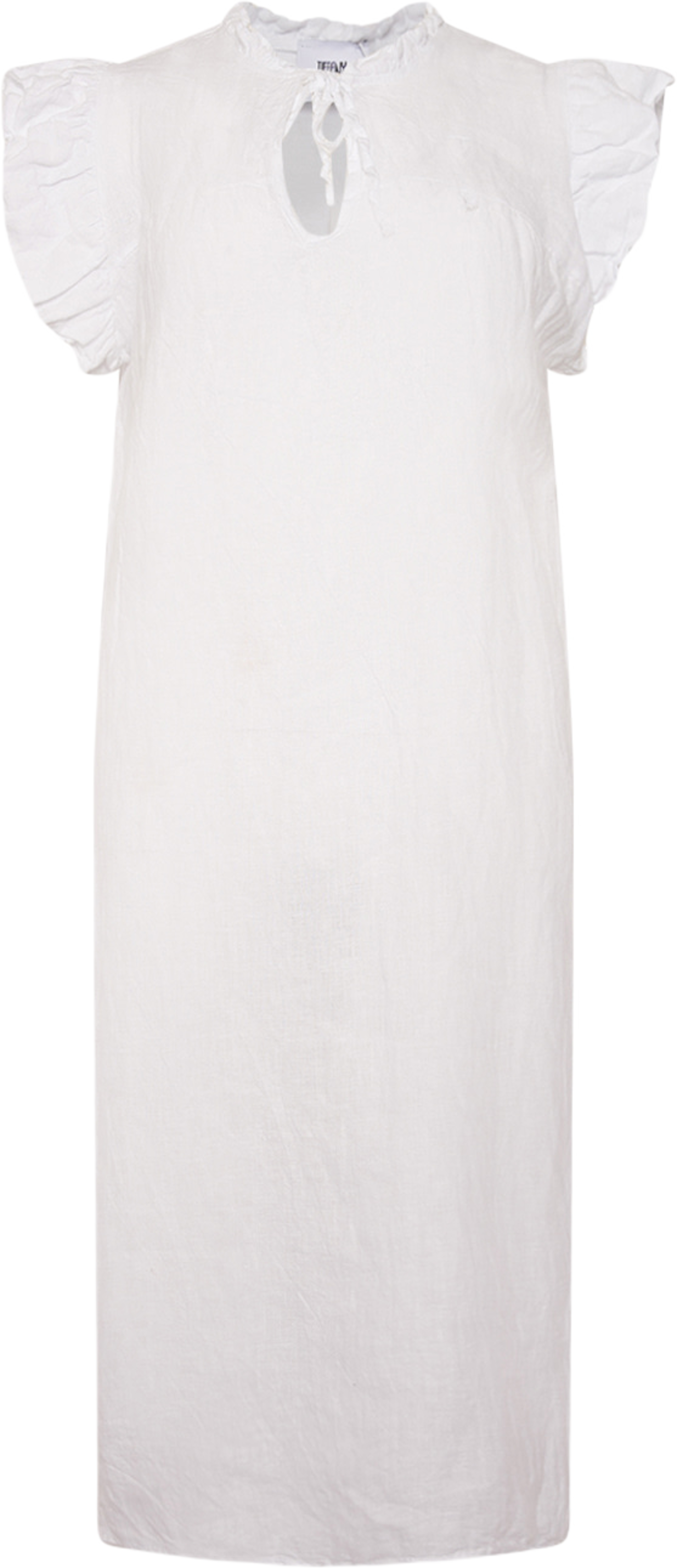 Etta, Frill Dress, Linen - White