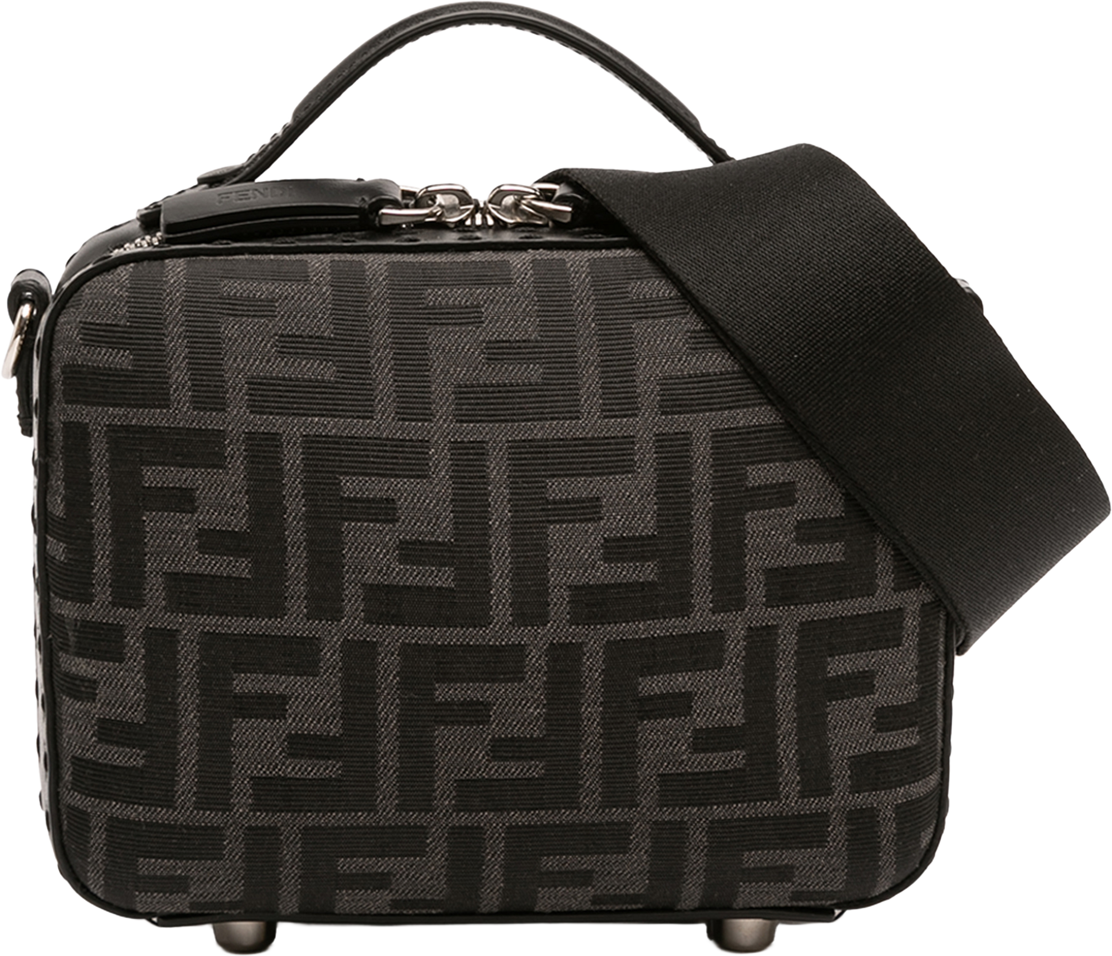 Fendi Mini Zucca Canvas Suitcase Bag, från Luxclusif, i färgen black. Klicka för att öppna bilden i stort format