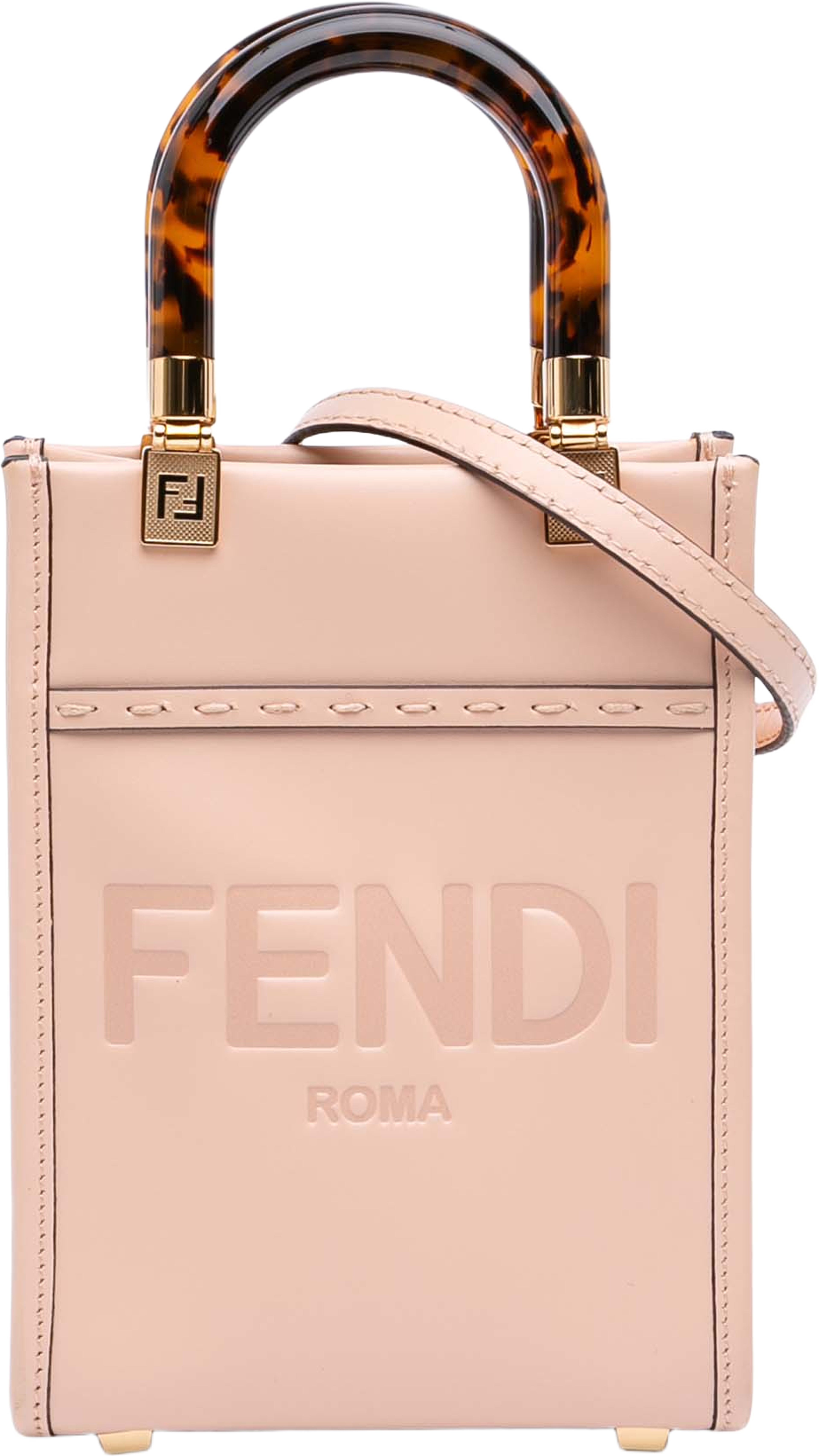 Fendi Mini Leather Sunshine Shopper Tote, från Luxclusif, i färgen light pink. Klicka för att öppna bilden i stort format