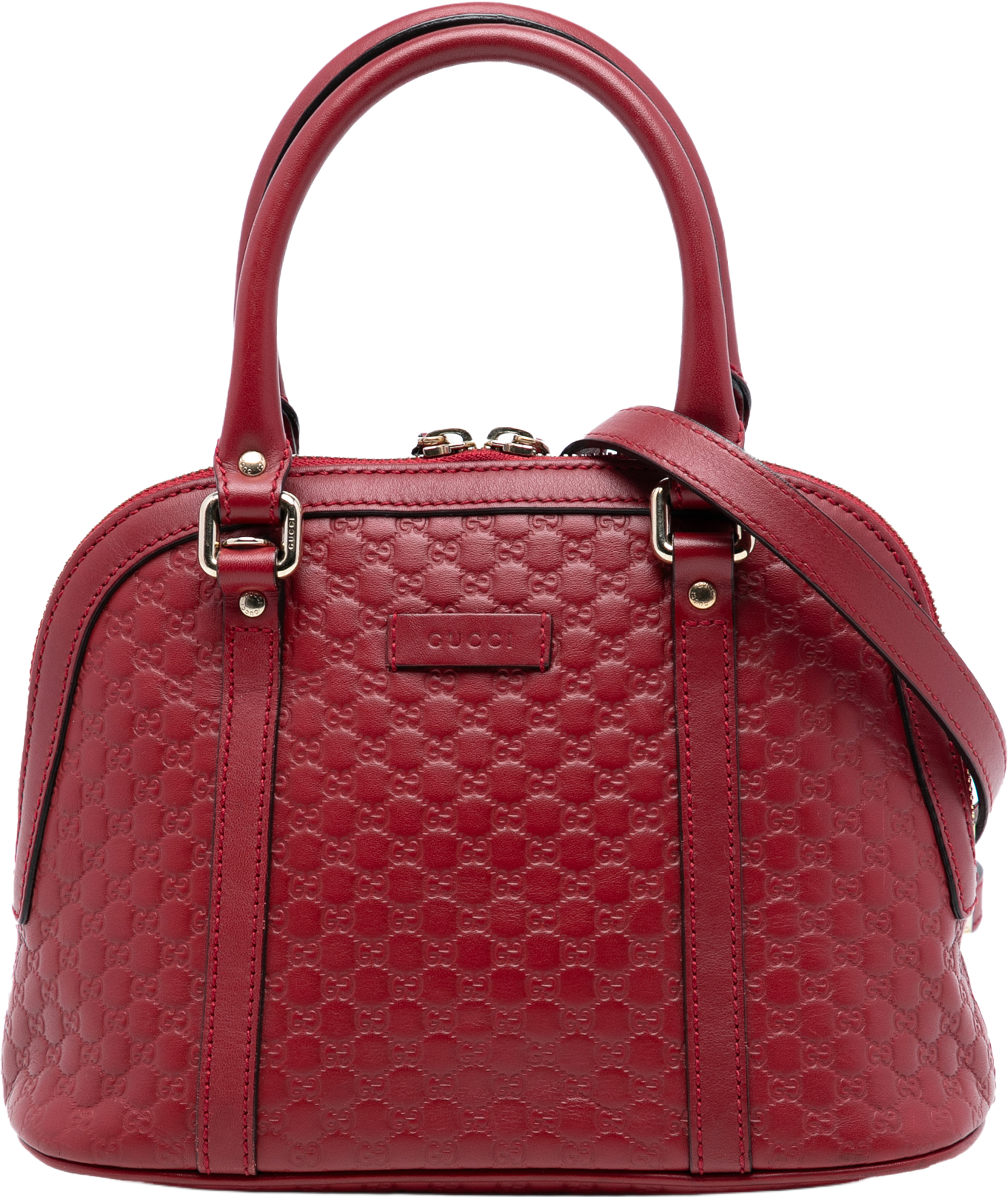 Gucci Mini Microguccissima Dome Satchel, från Luxclusif, i färgen red. Klicka för att öppna bilden i stort format