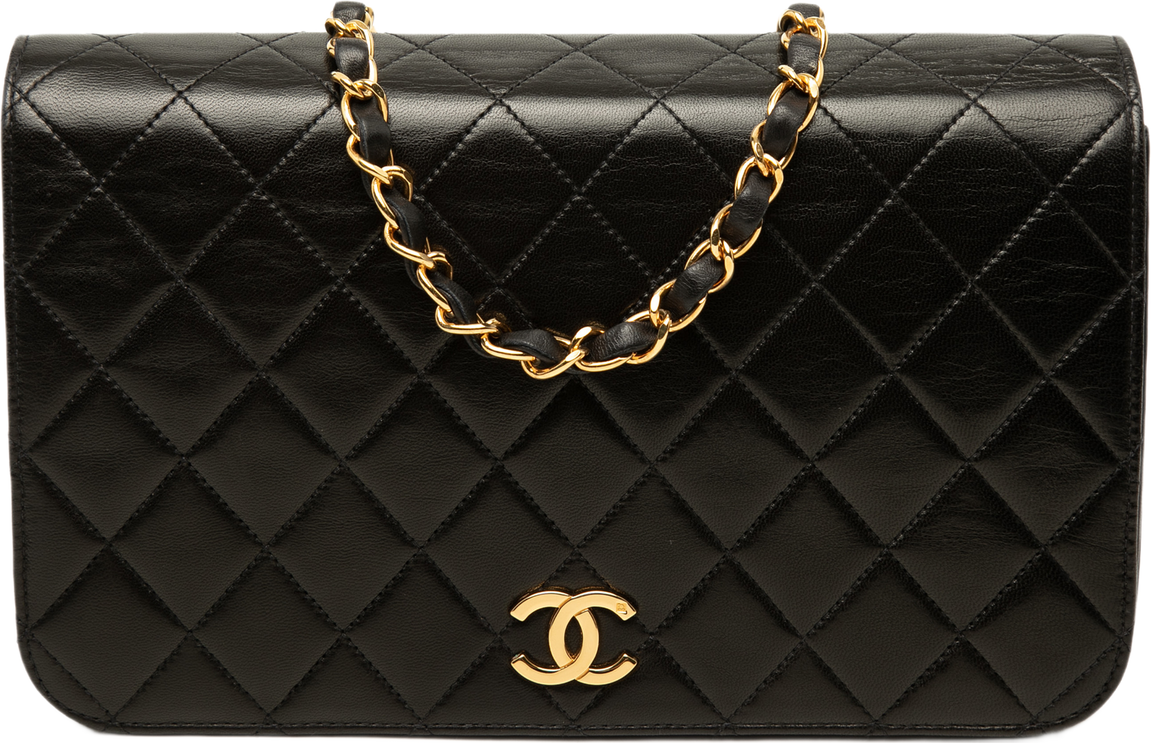 Chanel Cc Quilted Lambskin Full Single Flap, från Luxclusif, i färgen svart. Klicka för att öppna bilden i stort format