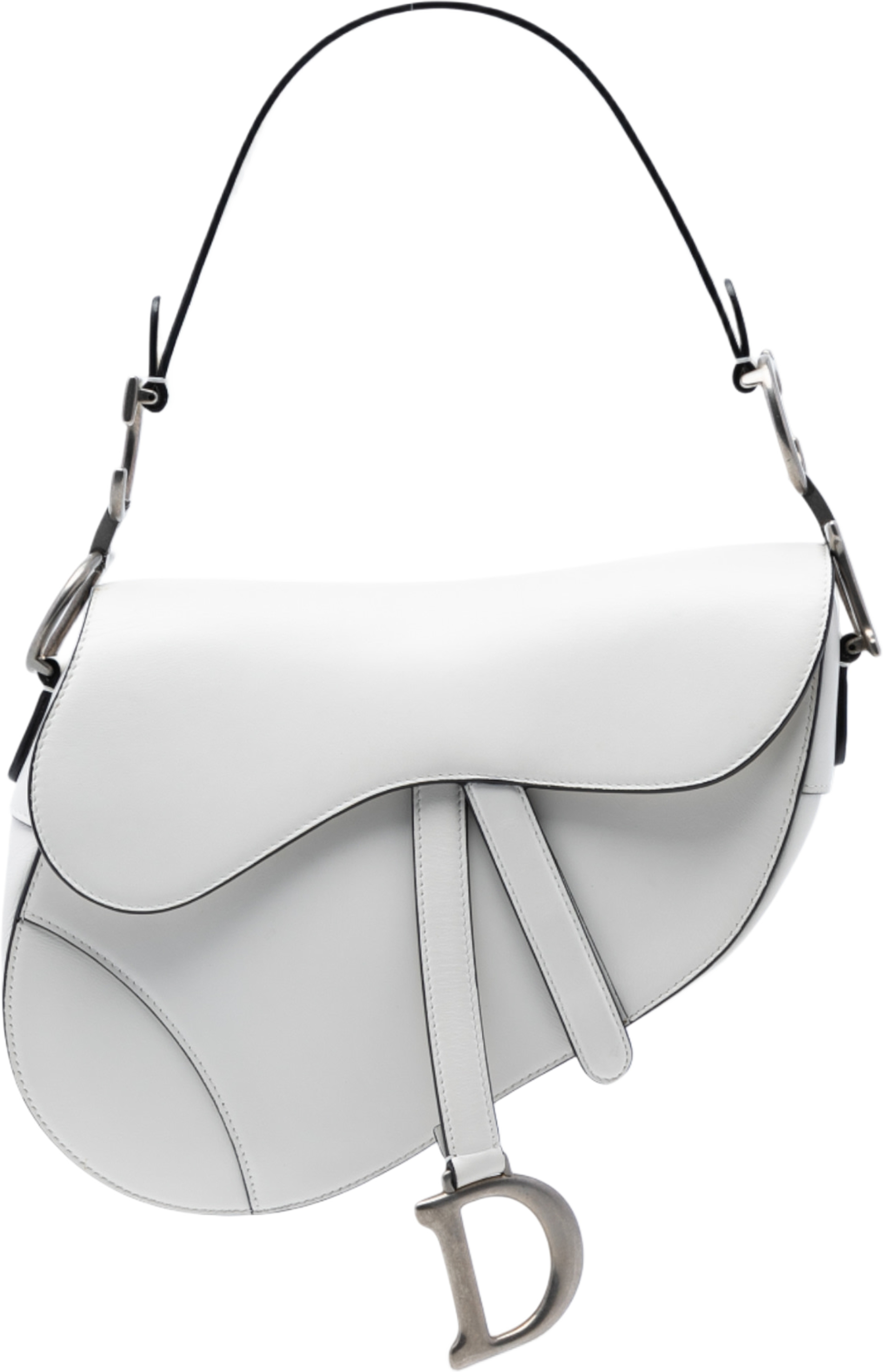 Dior Smooth Calfskin Saddle Bag, från Luxclusif, i färgen white. Klicka för att öppna bilden i stort format