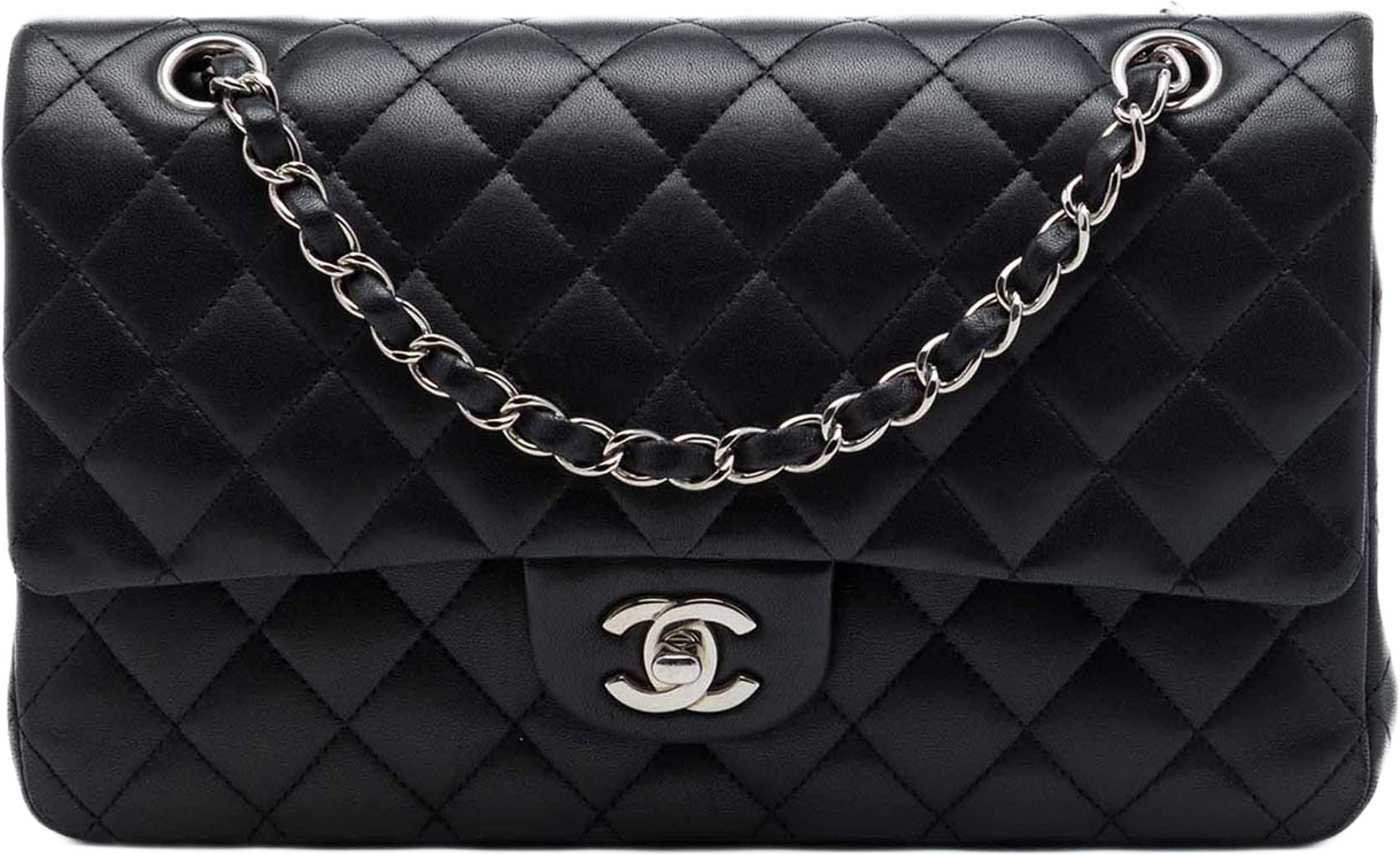 Chanel Medium Classic Lambskin Double Flap, från Luxclusif, i färgen svart. Klicka för att öppna bilden i stort format