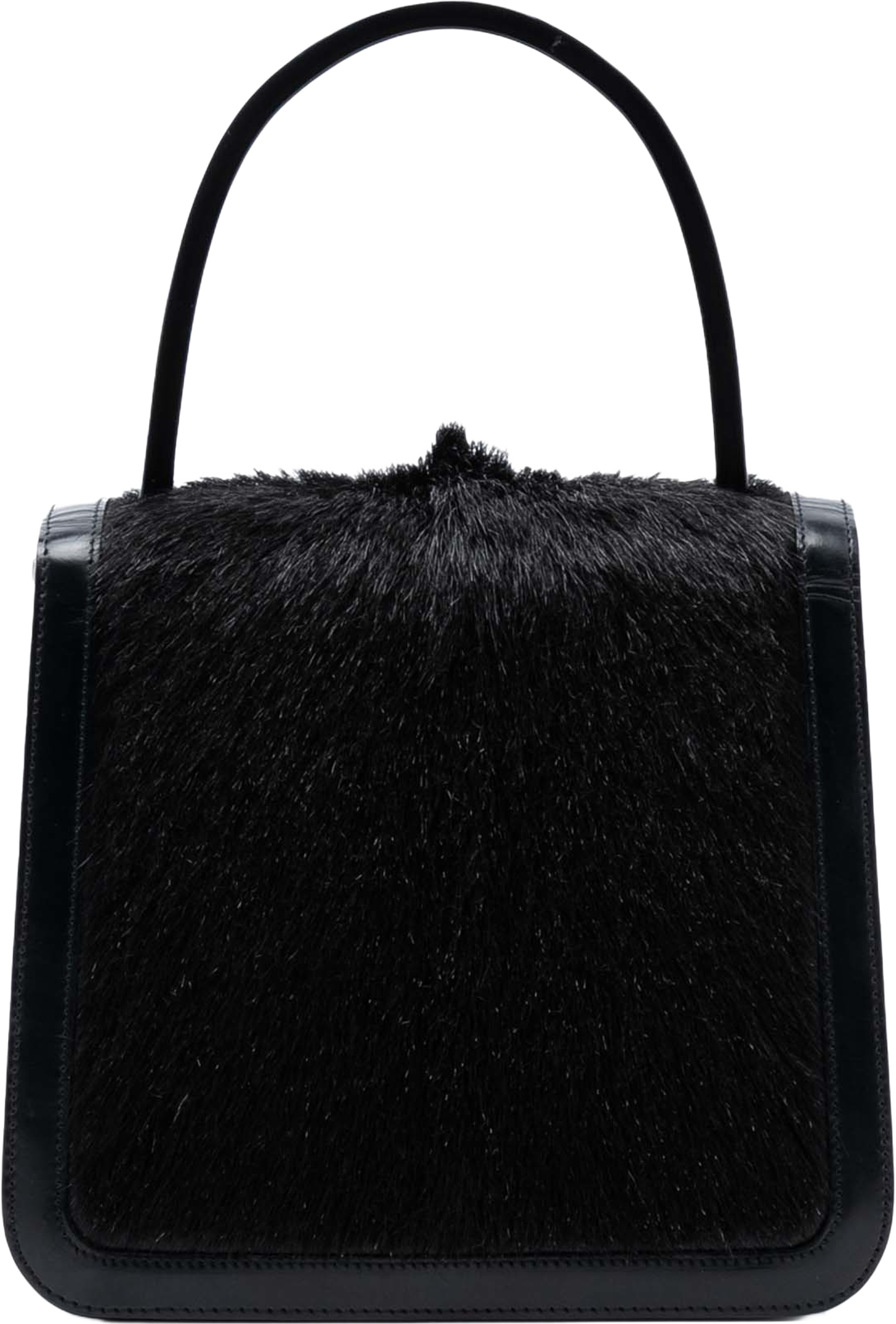 Celine Leather Trimmed Pony Hair Acrylic Top Handle Bag, från Luxclusif, i färgen black. Klicka för att öppna bilden i stort format