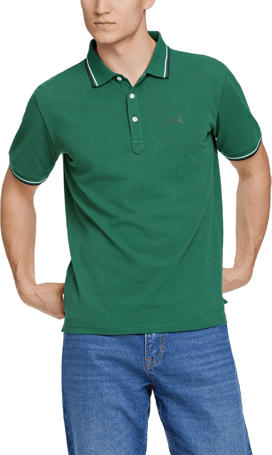 Polo shirt w. contrast piping