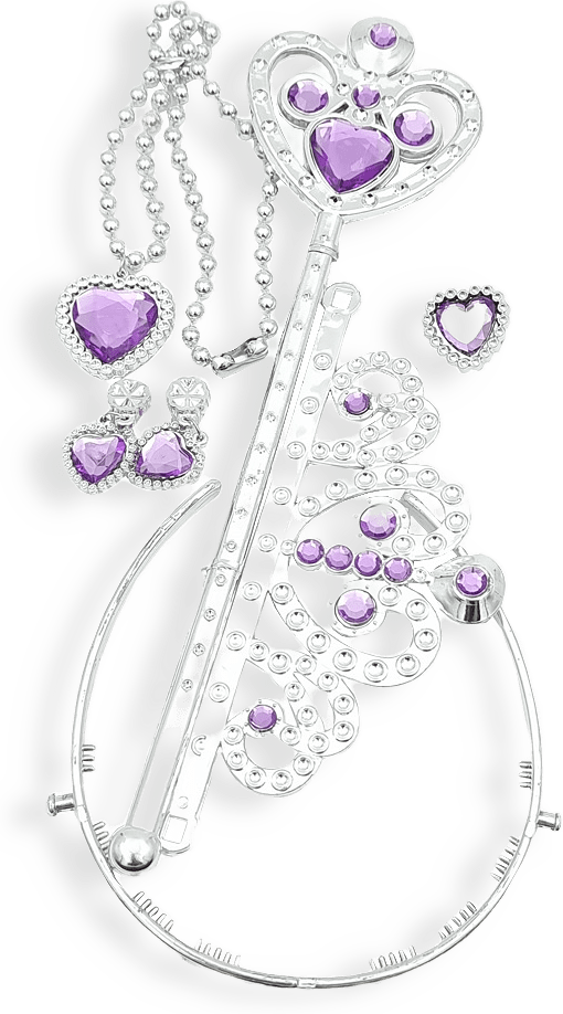 Princess Set Med Tiara ,festav, Clipsörhängen Och Halsband