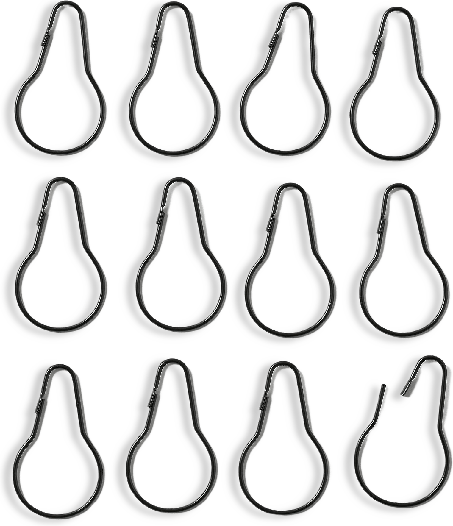 Ringar för duschdraperi, 12-pack