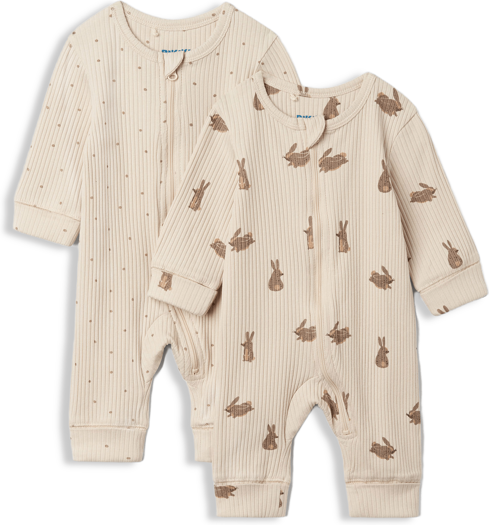 Ribbstickad pyjamas med dragkedja LUCY, 2-pack