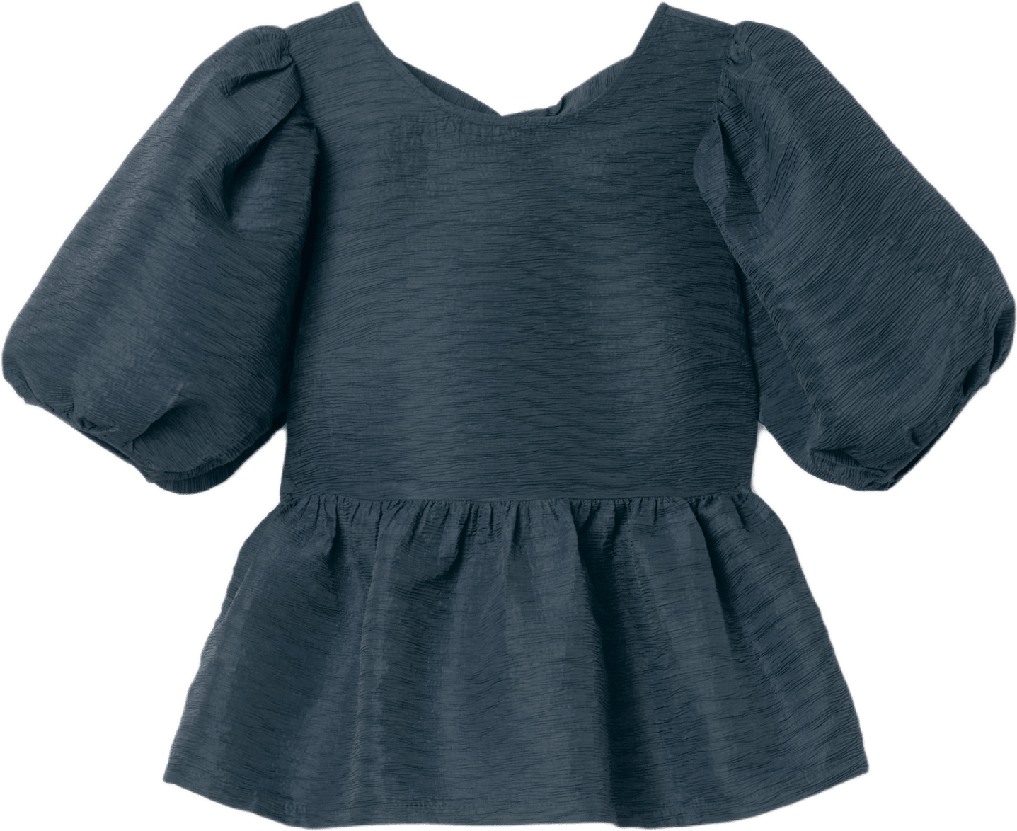 Krinklad blus med puffärm POMENZIA