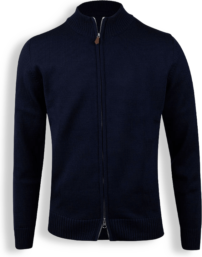 Textured Merino Zip Cardigan