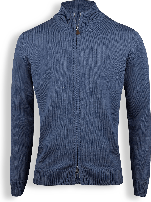Textured Merino Zip Cardigan