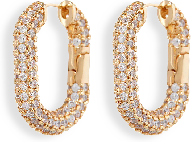 XL Pave Chain Link Hoops