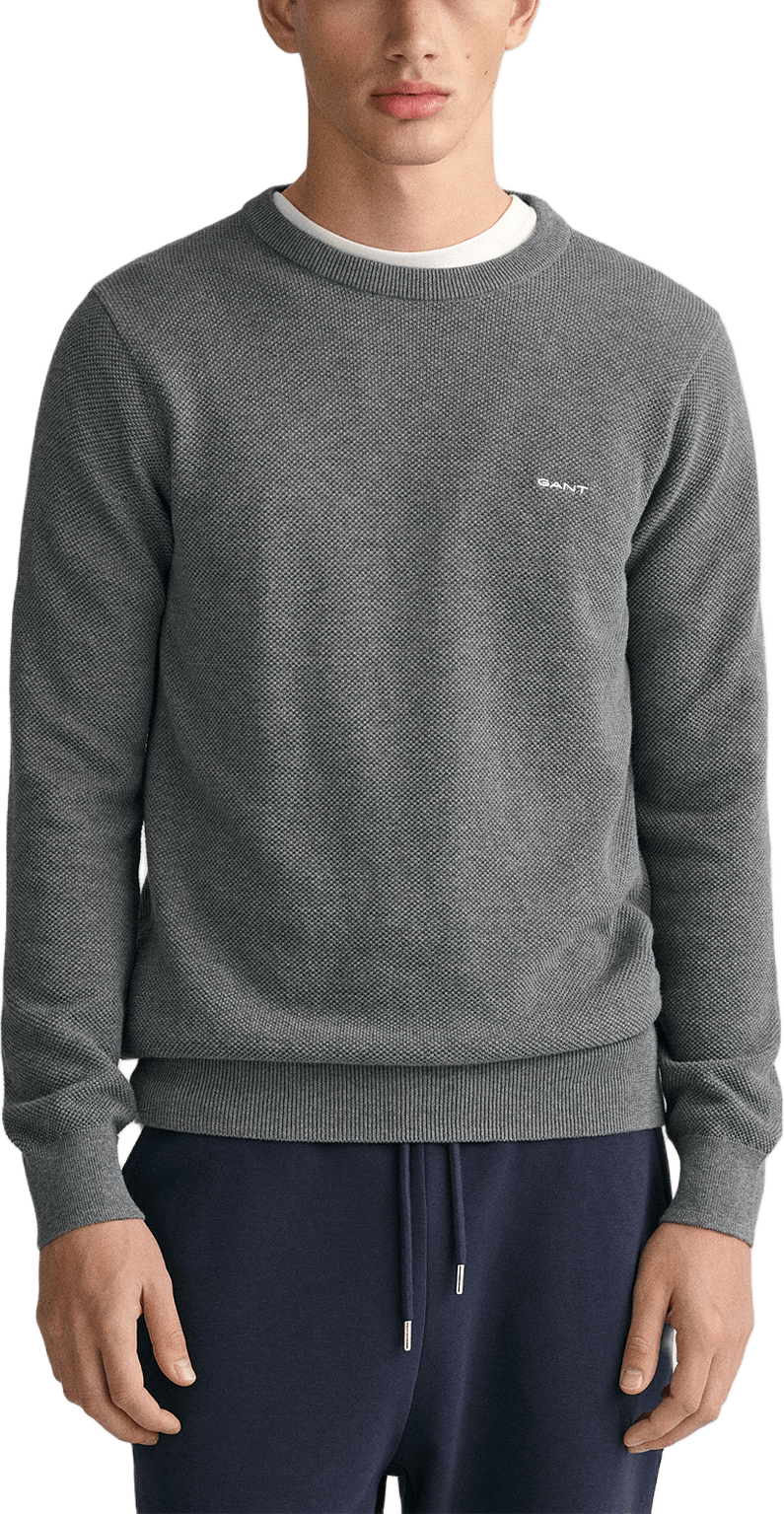 Cotton Piqué Crew Neck Sweater
