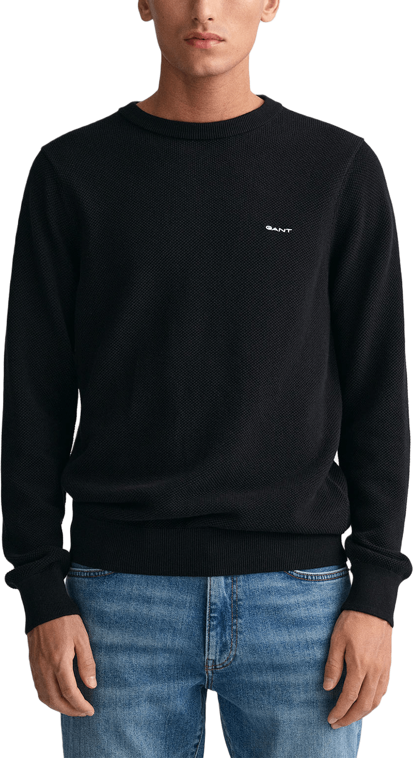 Cotton Piqué Crew Neck Sweater
