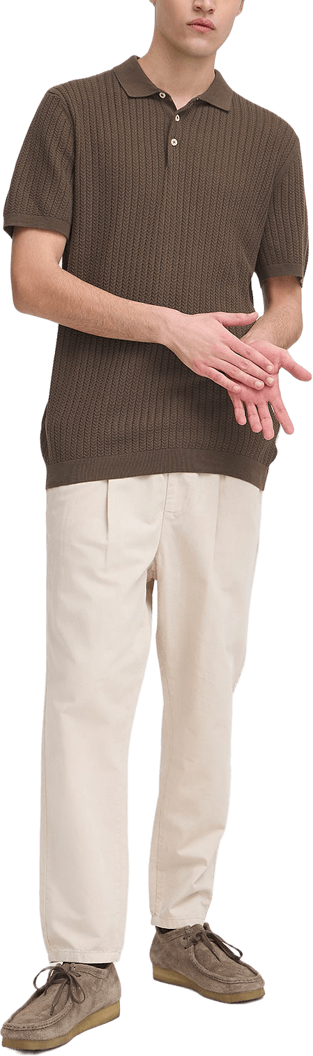 Cfkarl Structured Knit Polo Pullover
