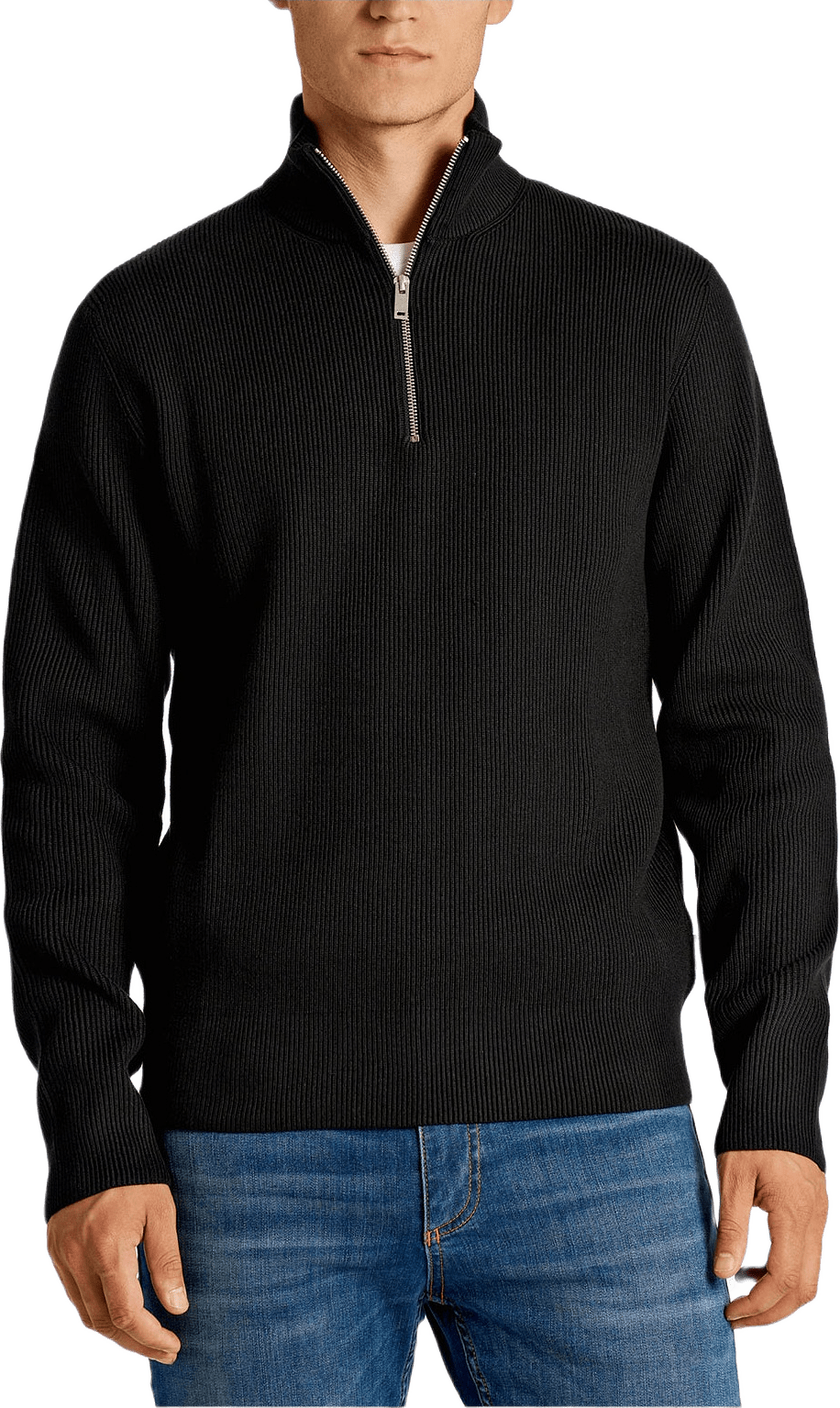 Half Zip Rib Knit