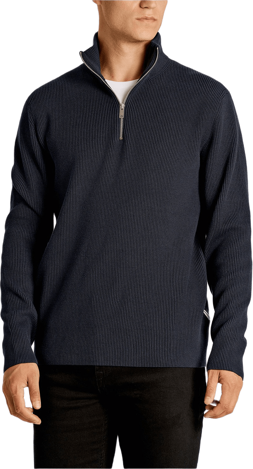 Half Zip Rib Knit