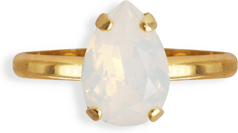 Petite Drop Ring White Opal