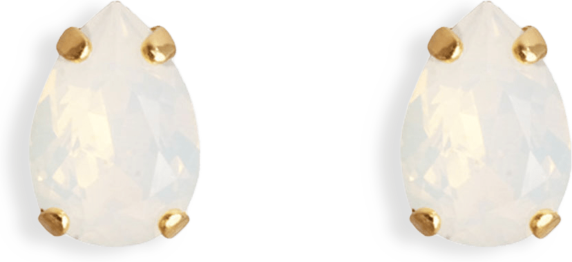 Petite Drop Stud Earrings White Opal