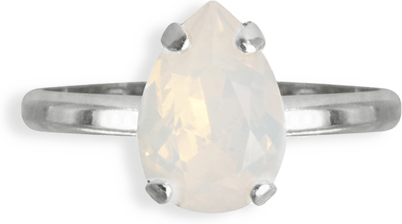 Petite Drop Ring White Opal