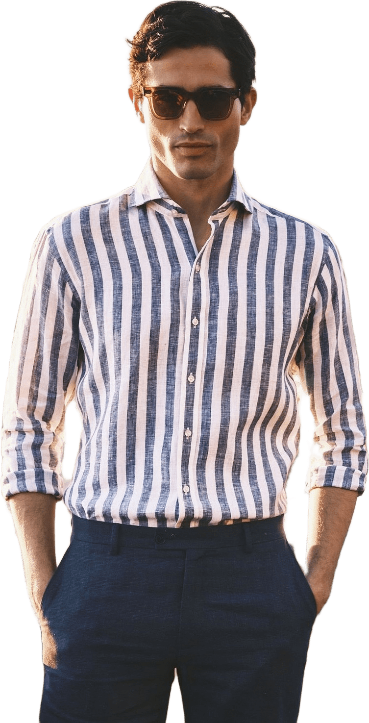 Linen Block Striped Smart Shirt (orion)