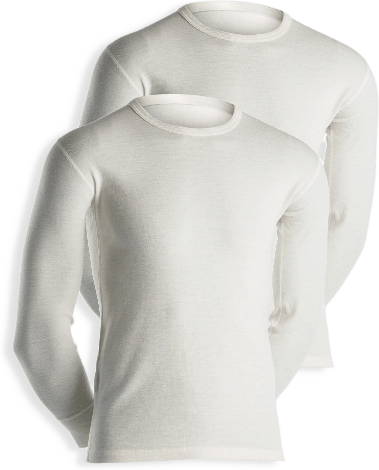 2-pack Långärmade T-shirts | Merinoull | Vit
